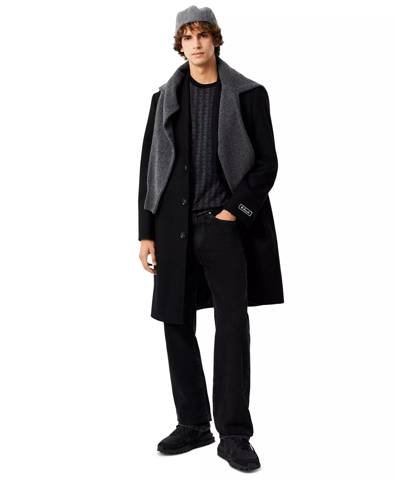 Men's Big & Tall Allover Monogram T-Shirt - Graphite Sombre/Black - L