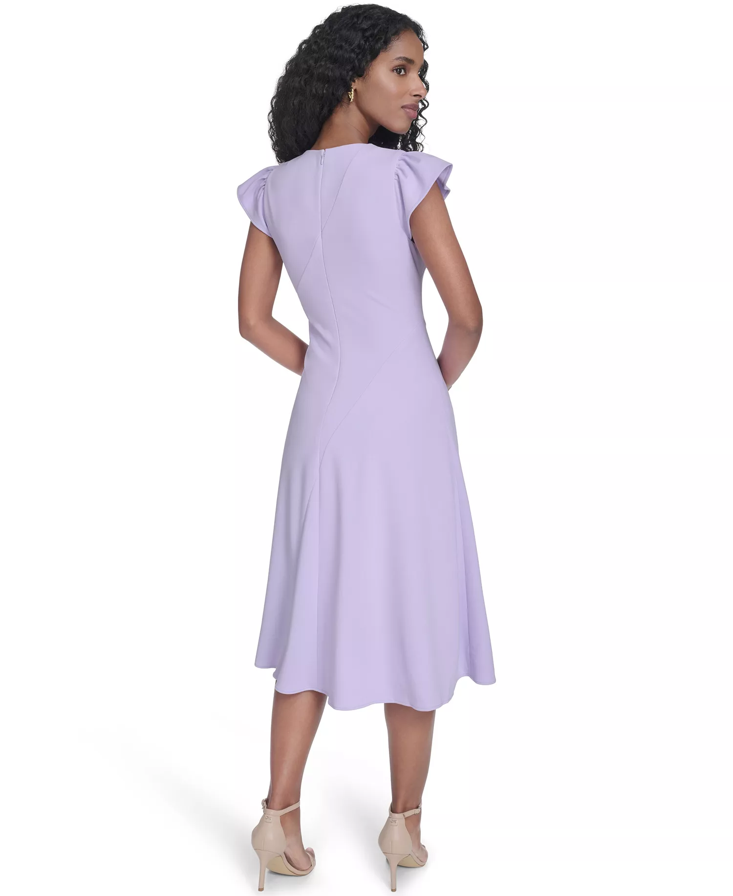 Women's Ruched V-Neck Midi Dress - Opal - 10
