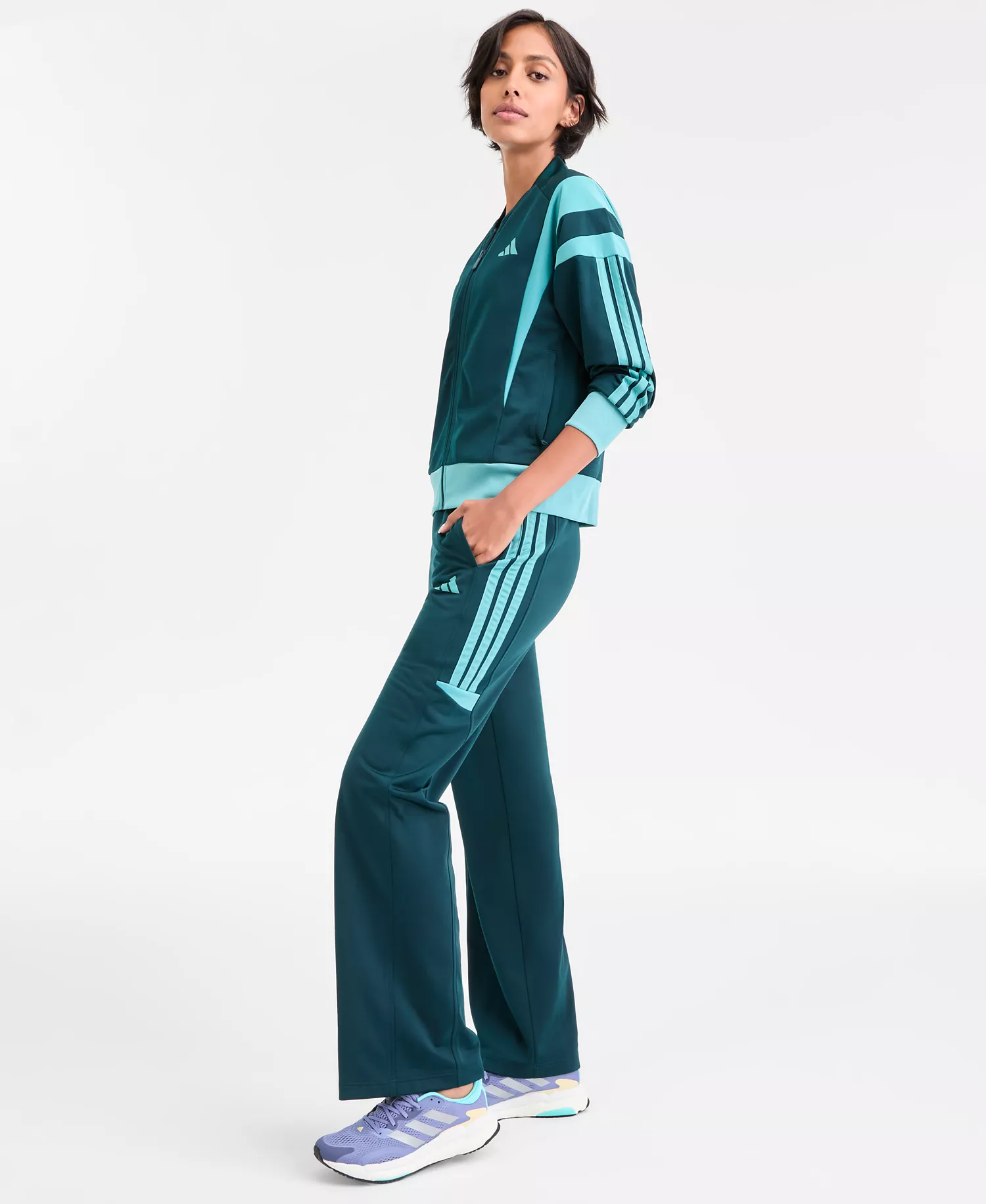Women's Fashion Track Pants - Aurora Ivy/powder Teal - L