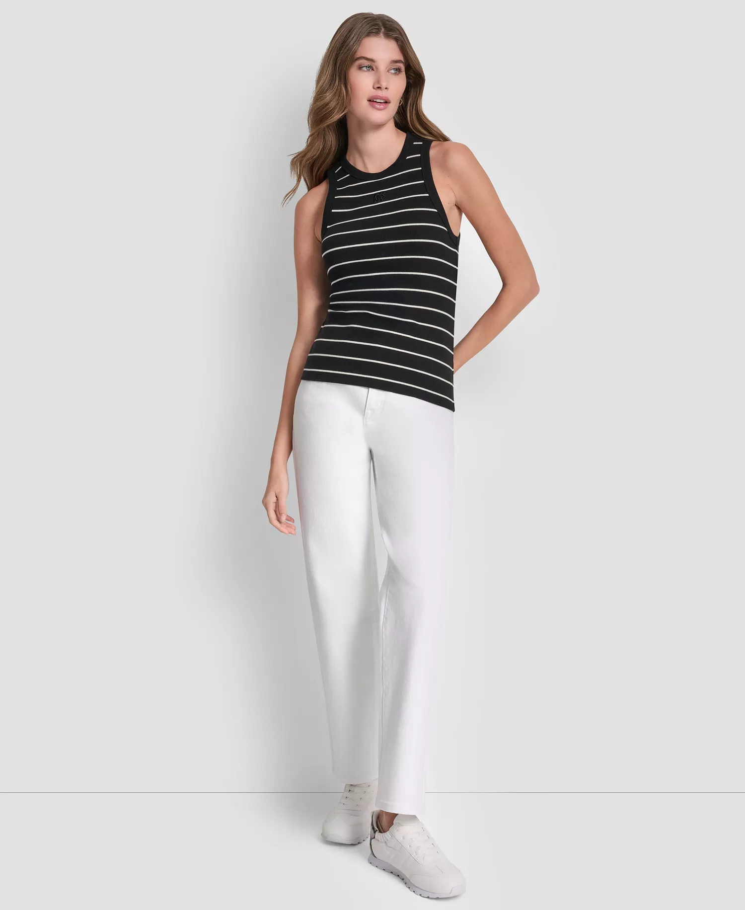 Women's Crewneck Tank Top - Black/Eggnog - L