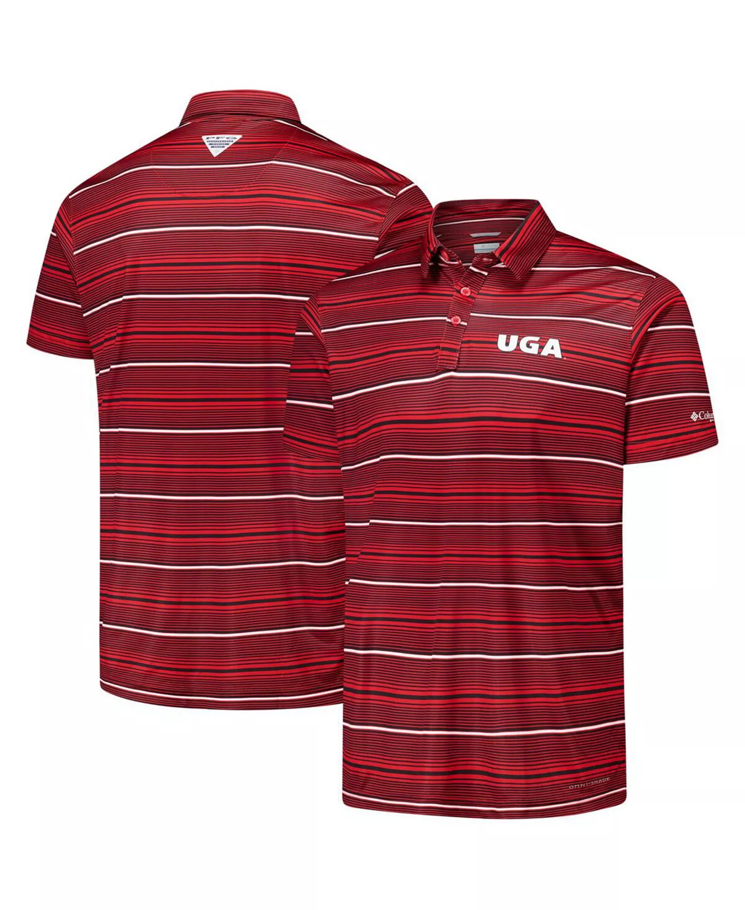 Men's Red Georgia Bulldogs PFG Super Terminal Tackle Omni-Shade Stripe Polo - Red - M