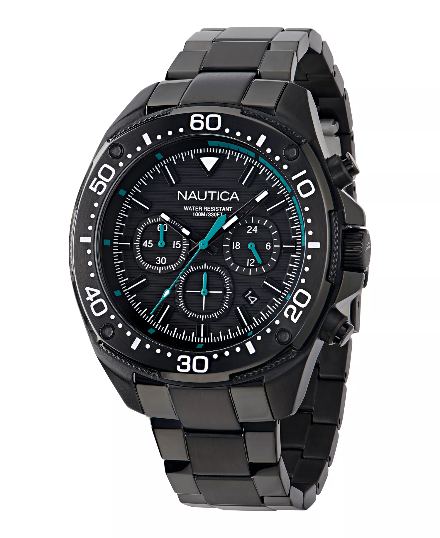 Men's Chronograph Black Stainless-Steel Watch, 46mm - Black - No Size