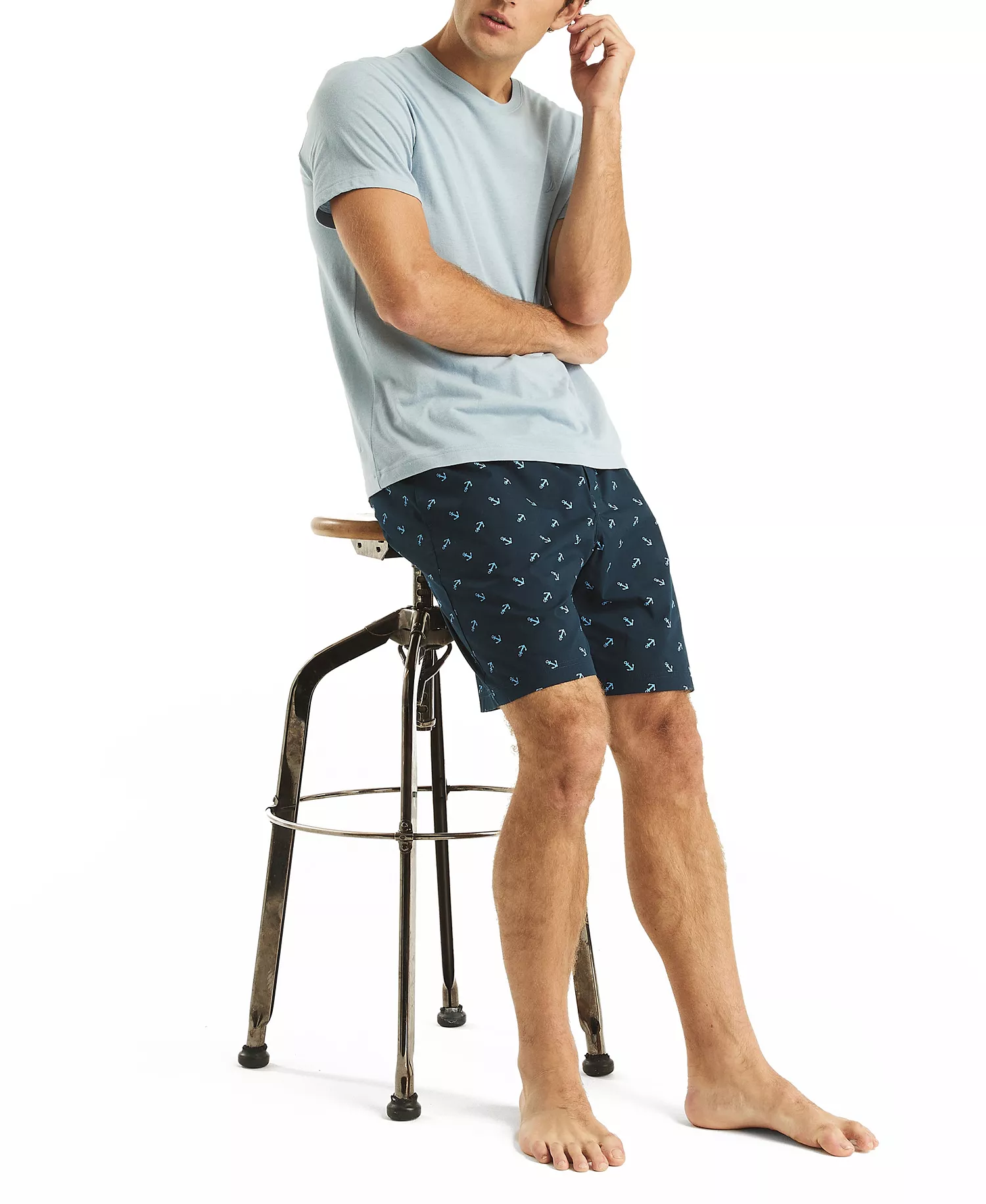 Men's Crafted Printed Poplin Sleep Short - Maritime Navy - M