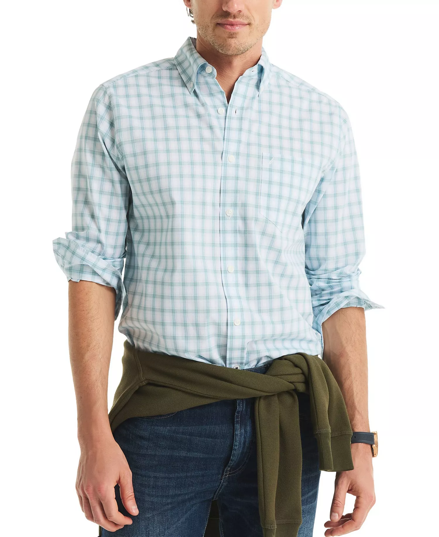 Men's Plaid Classic-Fit Shirt - Light Fern             - 2XL
