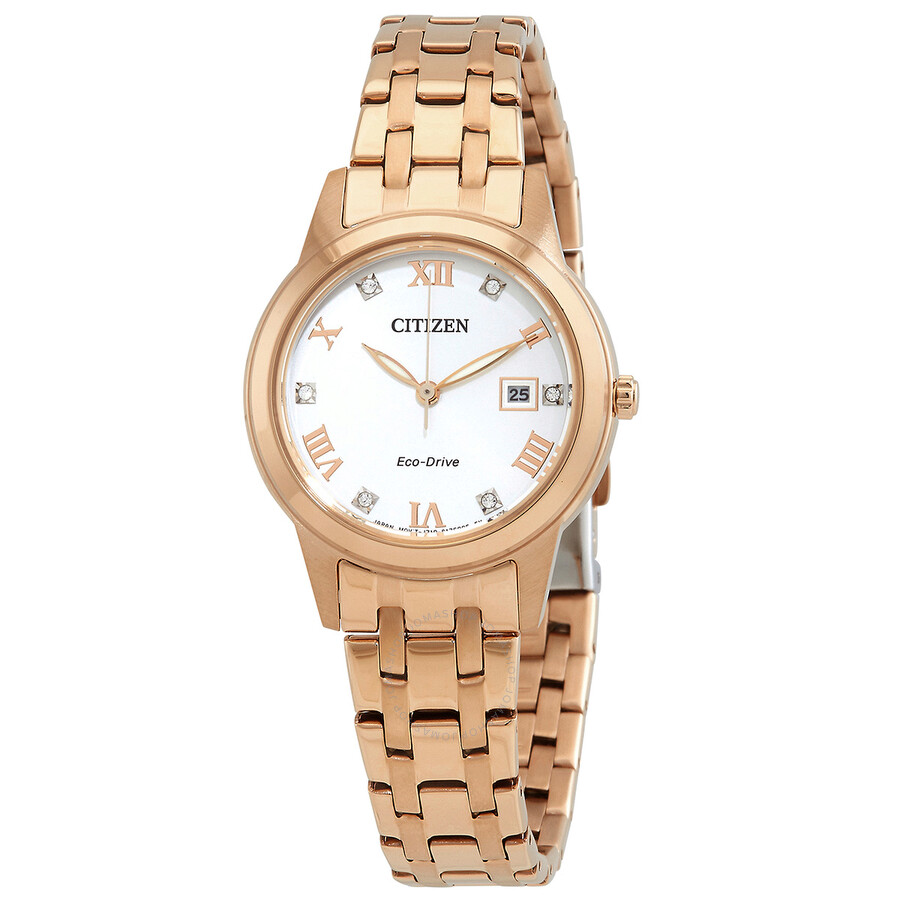 Citizen Eco-Drive Crystal Silver Dial Ladies Watch
