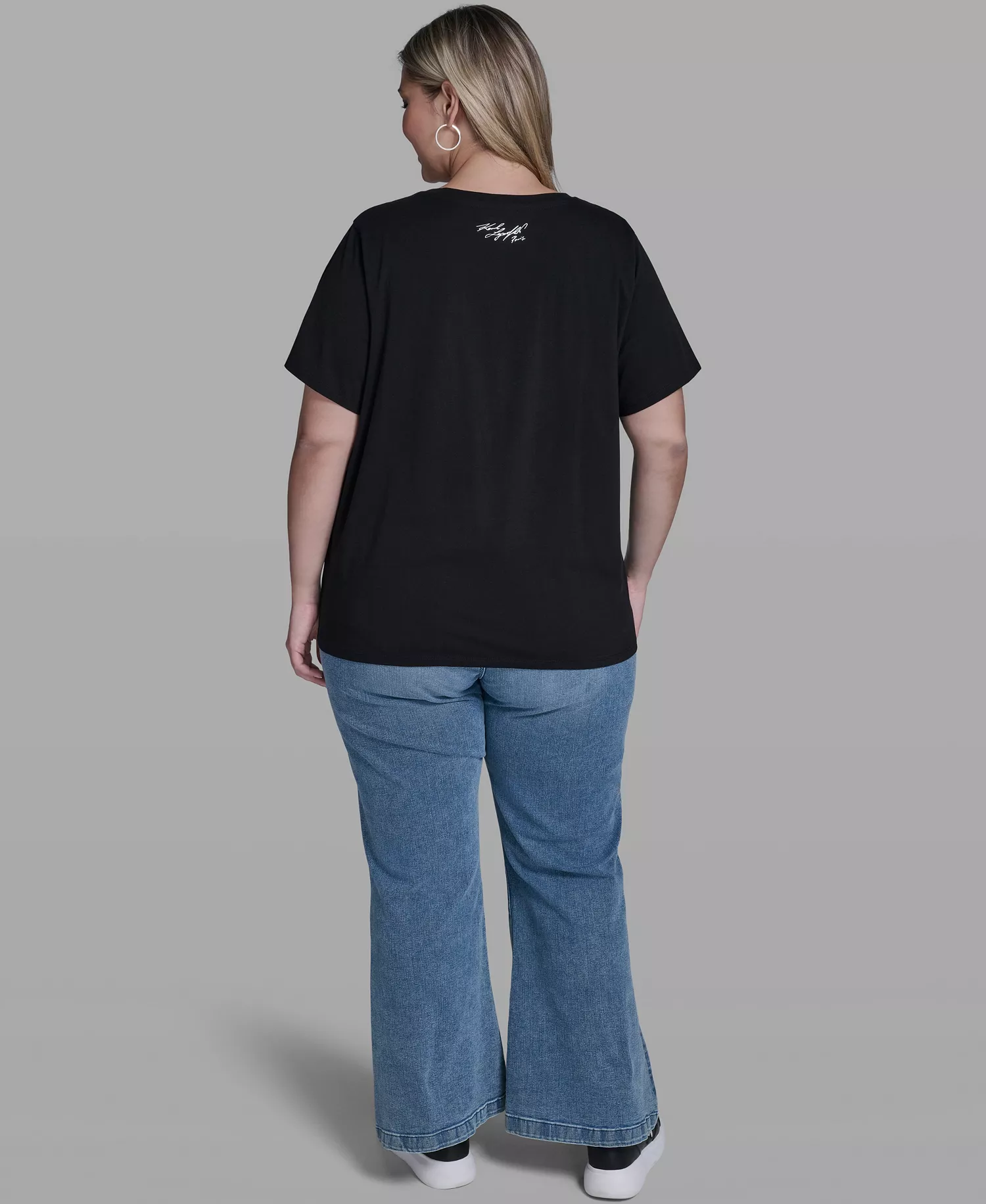 Plus Size Short-Sleeve Crew Neck Top - Black - 0X