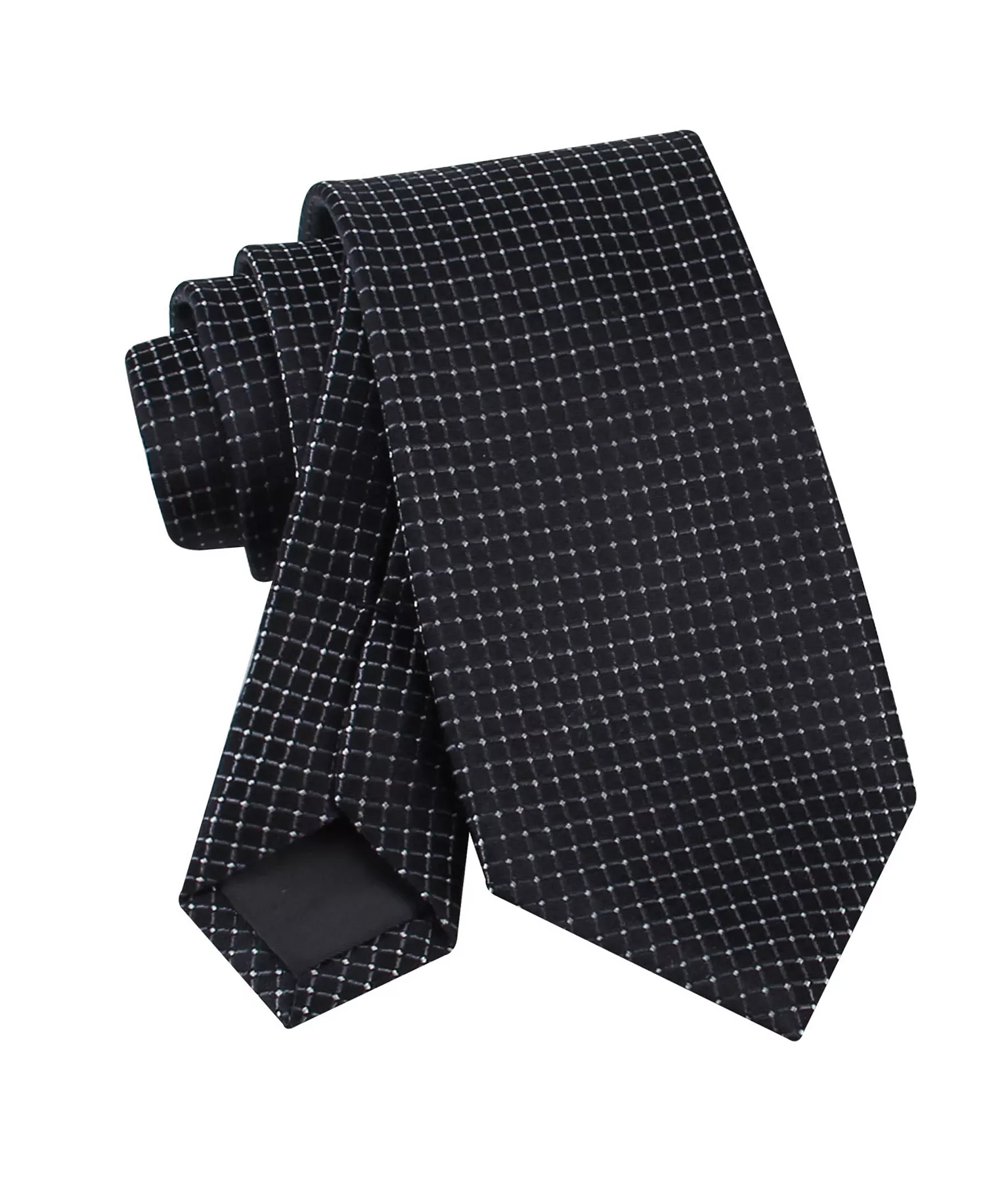 Men's Grid Pattern Silk Tie - Black - ONE SIZE