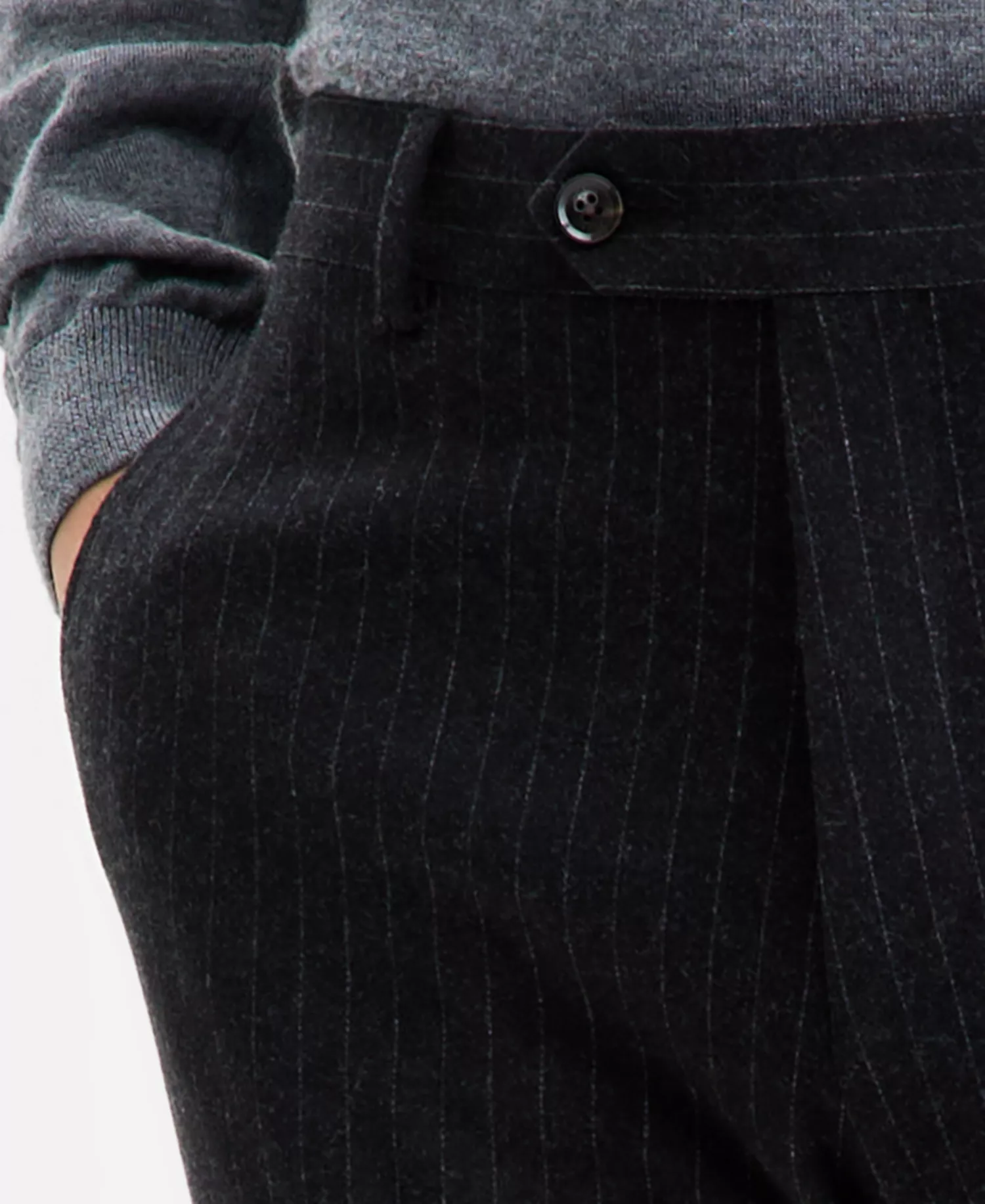 Men's Modern-Fit Knit Pinstripe Suit Separates  - Charcoal Pinstripe - 29 - 30