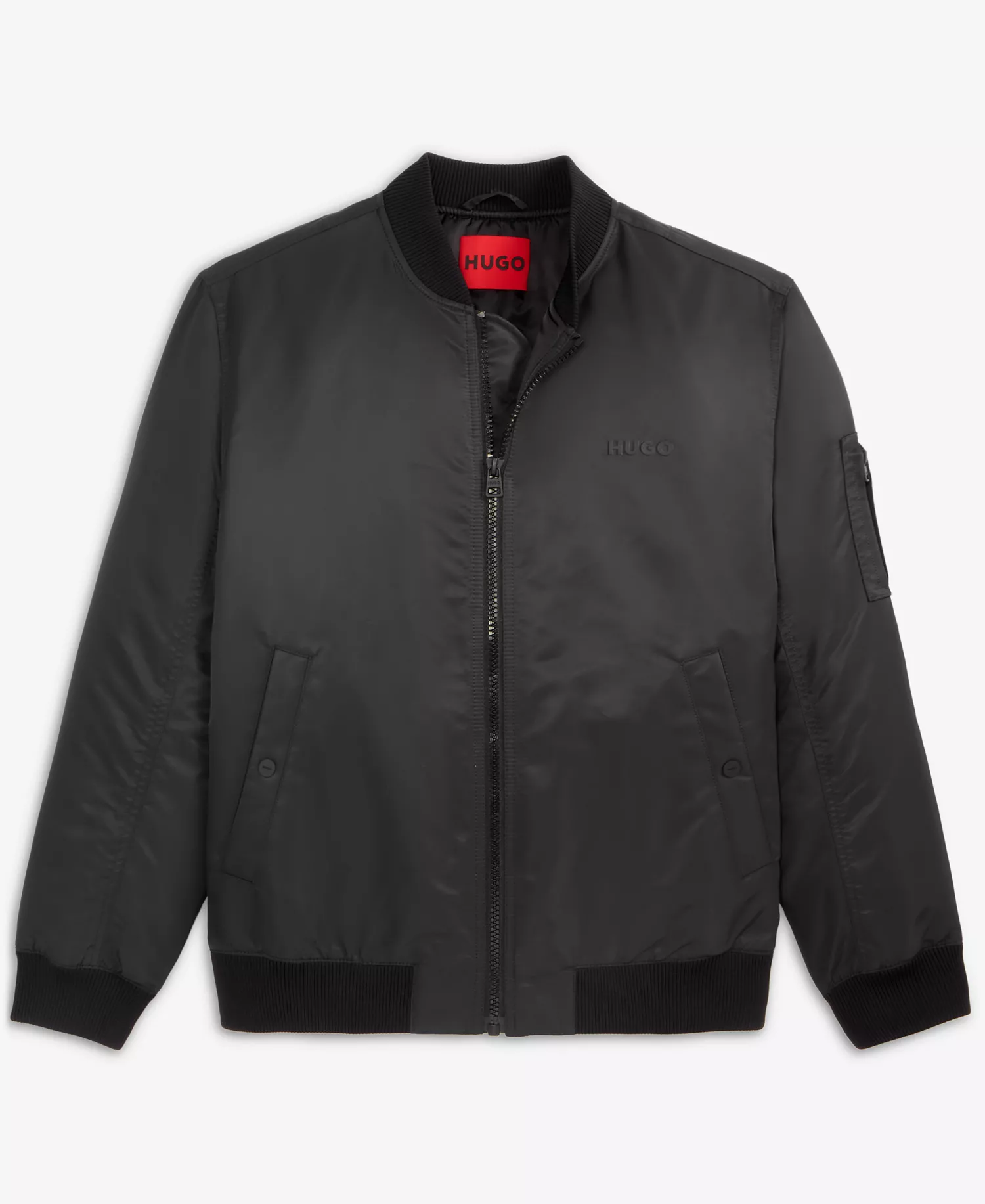 Men's Baken2435 Slim-Fit Satin Bomber Jacket - Black - 2XL