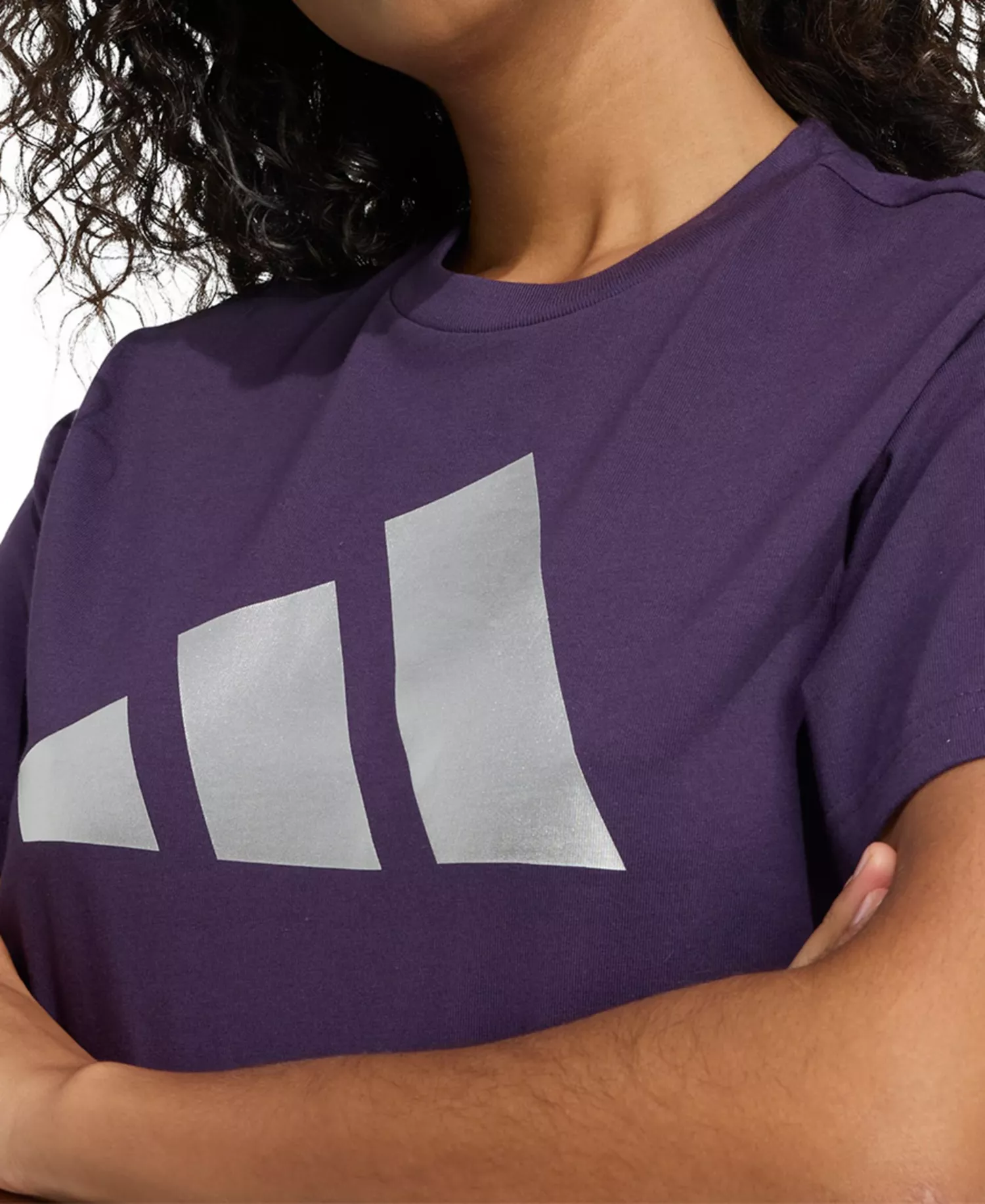 Women's Cotton Metallic-Logo Crewneck T-Shirt - Aurora Plum - S
