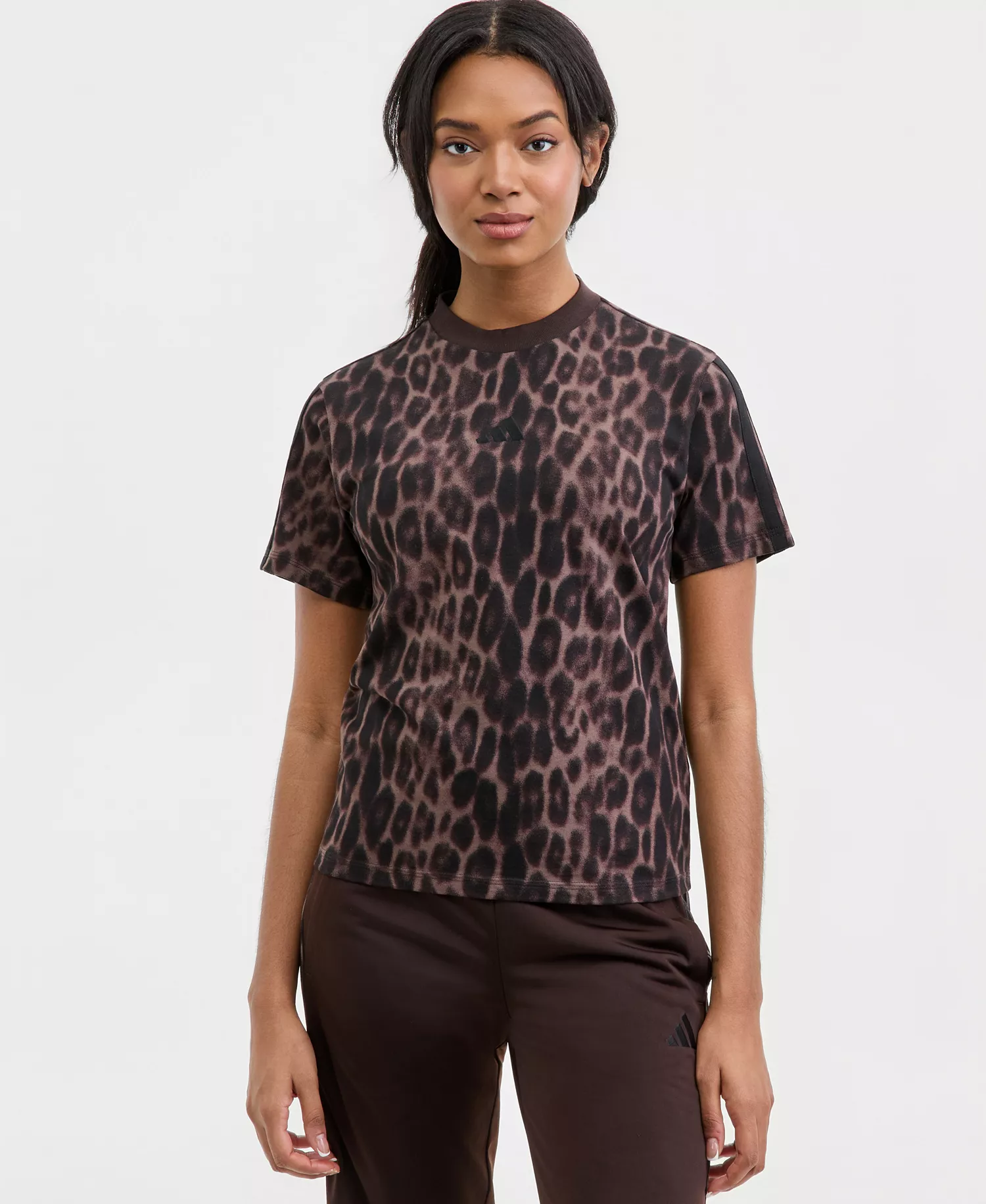 Women's The Seasonal Essentials Leopard Print Crewneck T-Shirt - Brown - L