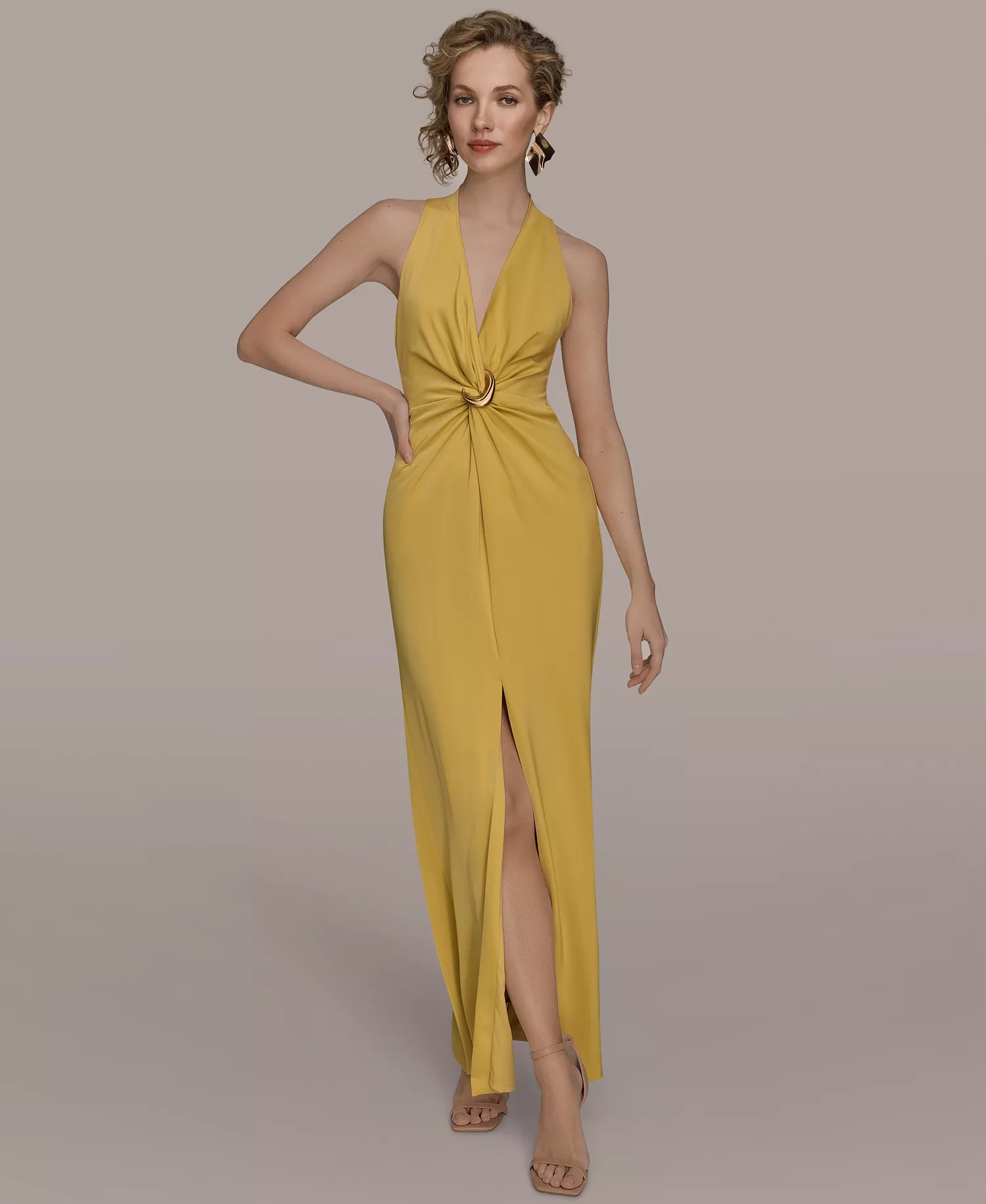 Women's V-Neck Sleeveless Dress - Chartreuse - 10