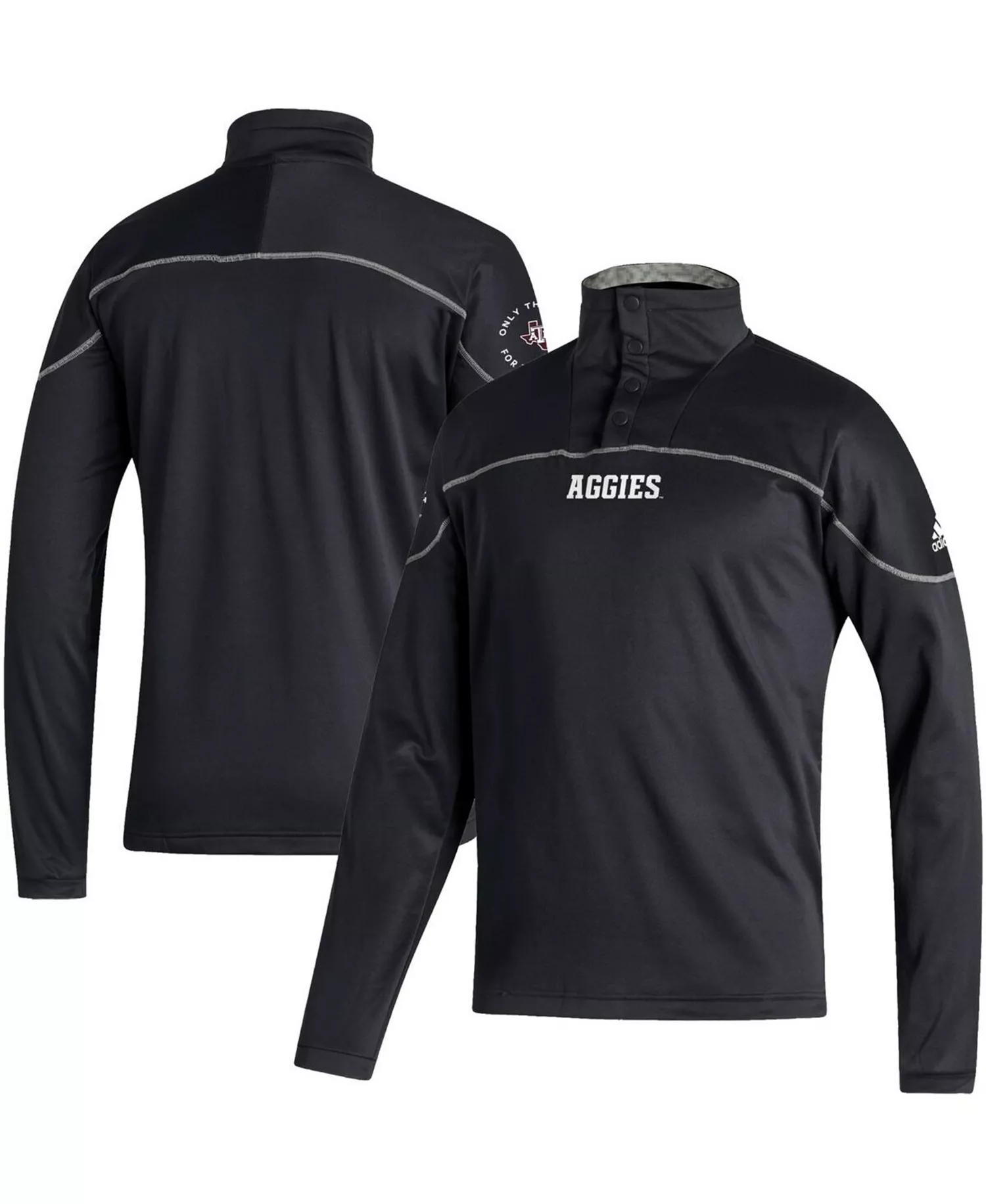 Men's Black Texas A&M Aggies AEROREADY Knit Quarter-Snap Jacket - Black - 2XL