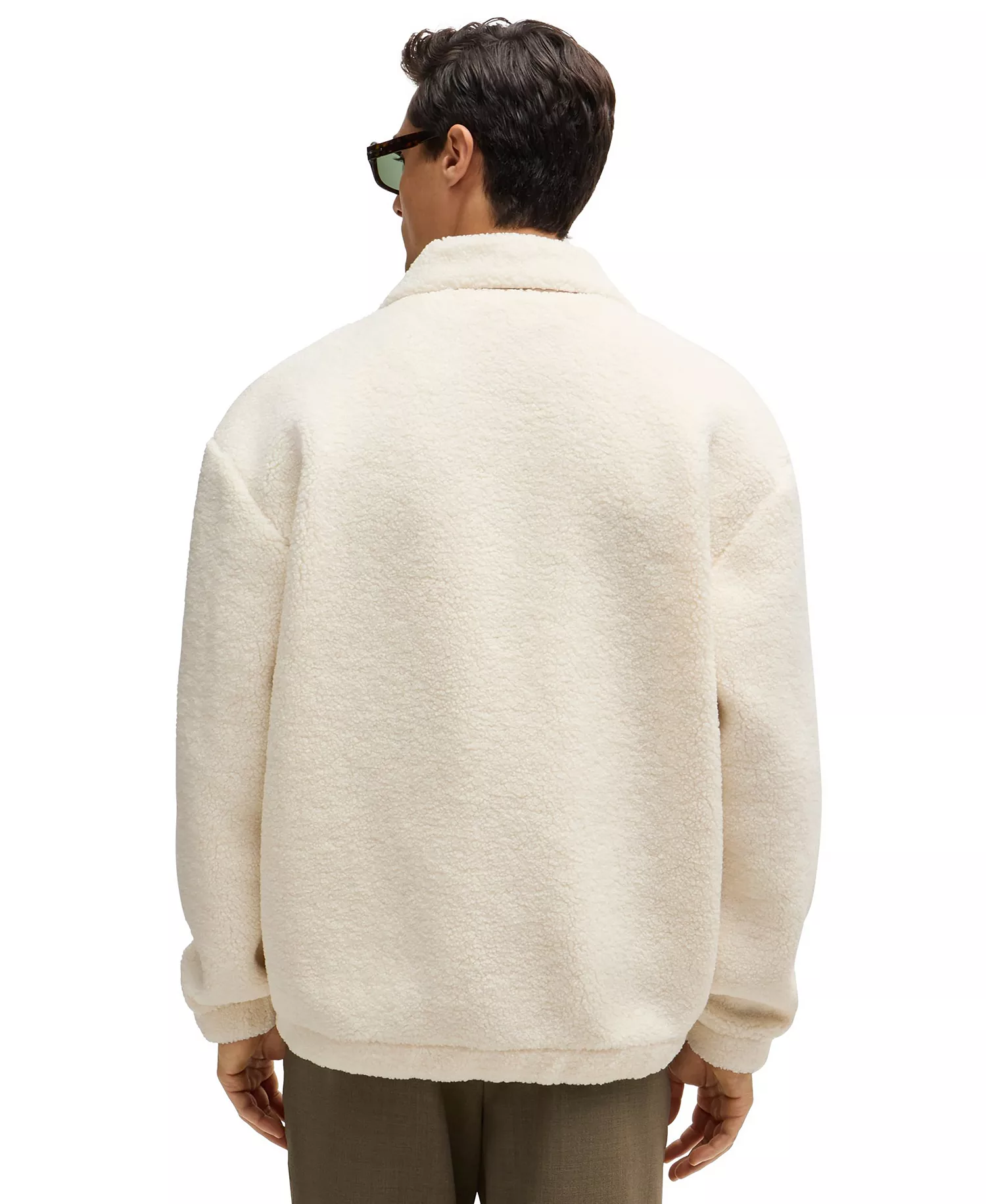 Men's Teddy Fabric Regular-Fit Jacket - Open White - 2XL