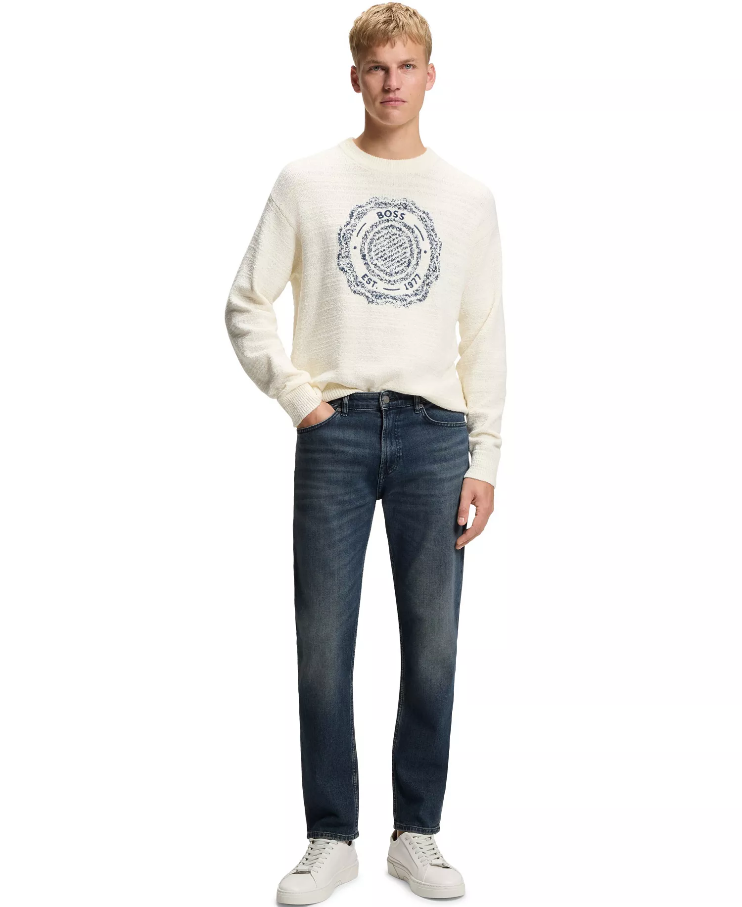 Men's Blue Comfort-Stretch Denim Maine Regular-Fit Jeans - Navy - 30x34