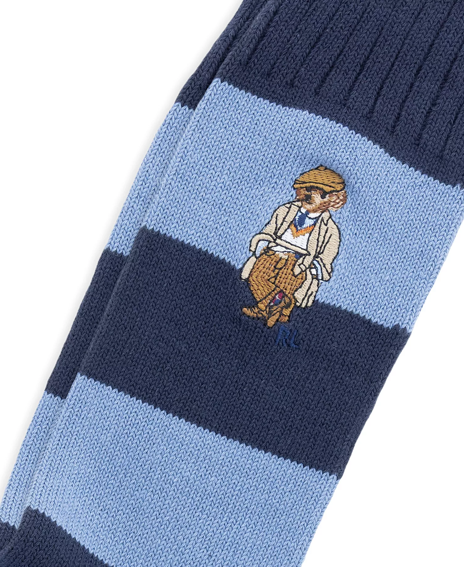 Men's Embroidered Rugby Bear Socks - Blue - 7-12