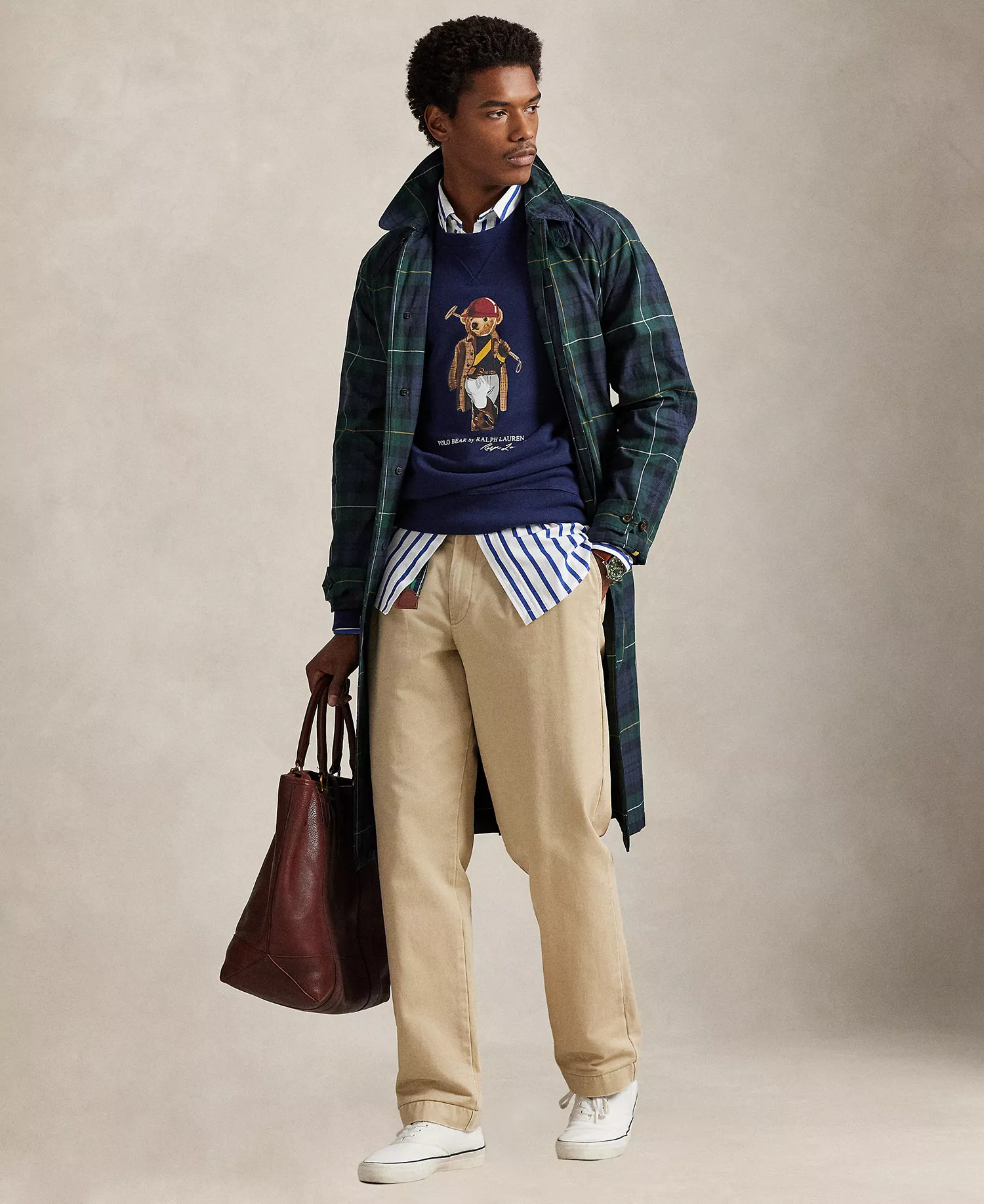 Men’s Polo Bear Crewneck Sweatshirt - Newport Navy/Society Bear - 2XL