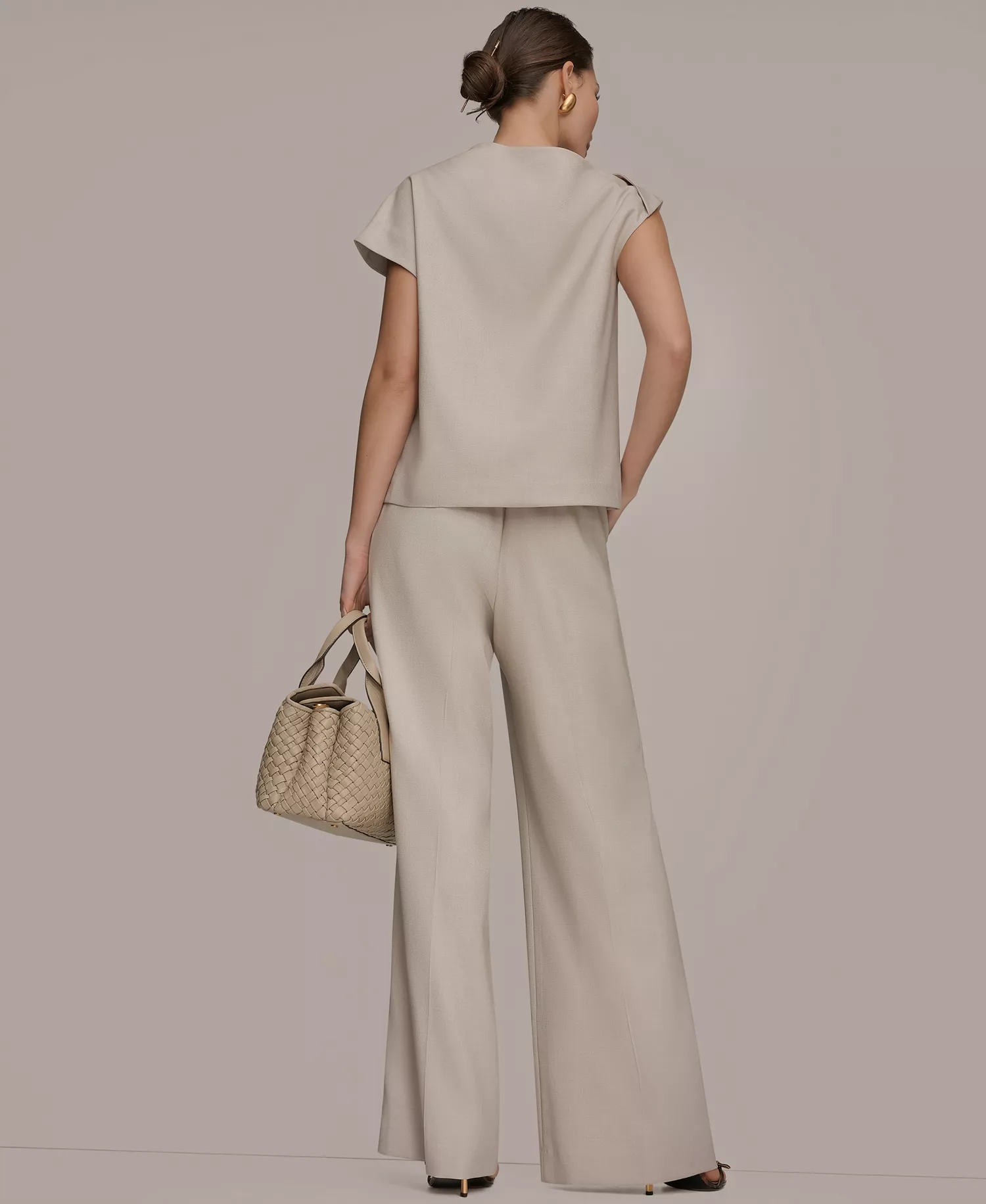 Women's Draped Neck Top - Tuscan Grey - L