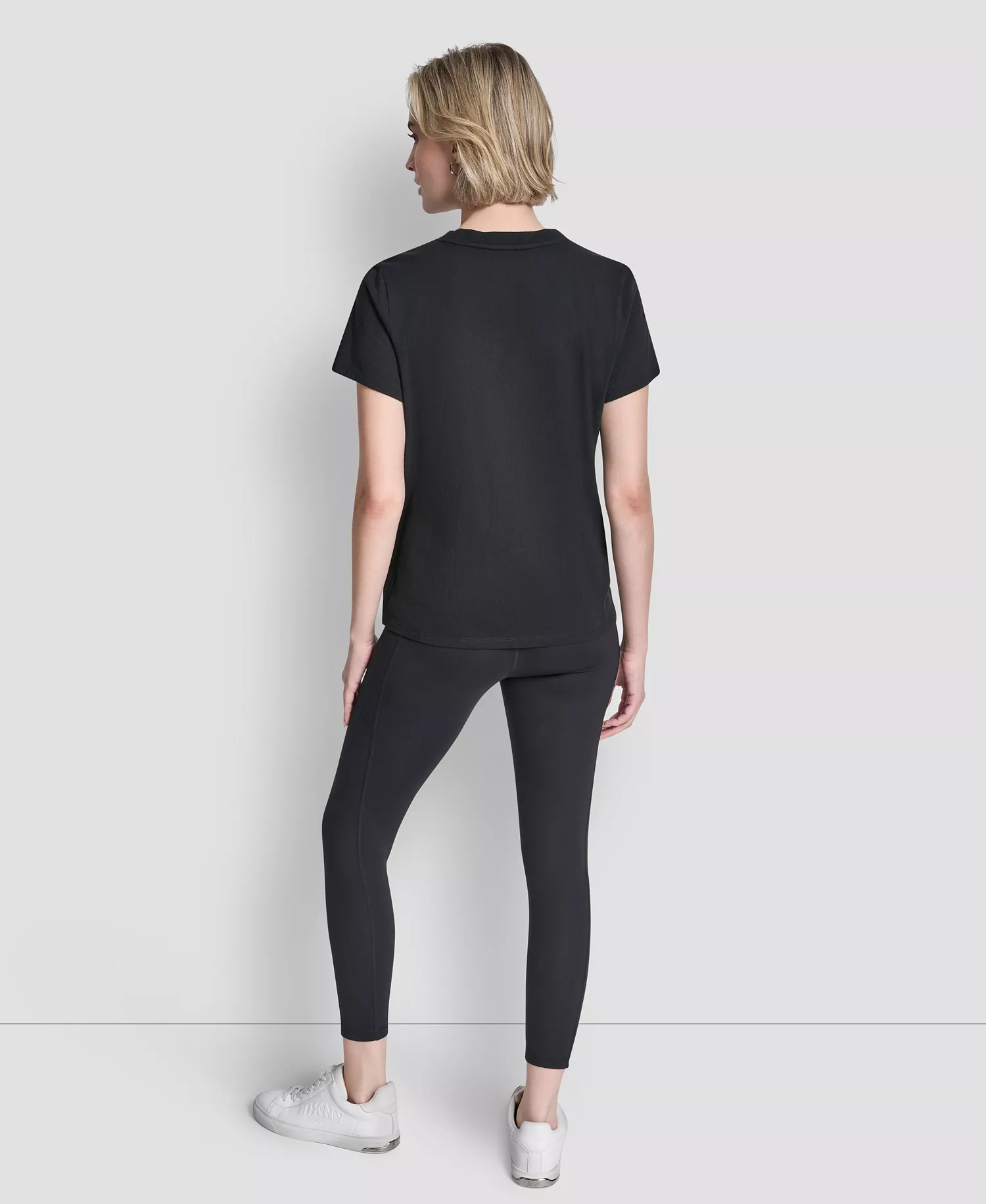 Women's Ombre Rhinestone Short-Sleeve Top - Black/ Silver Ombre - L