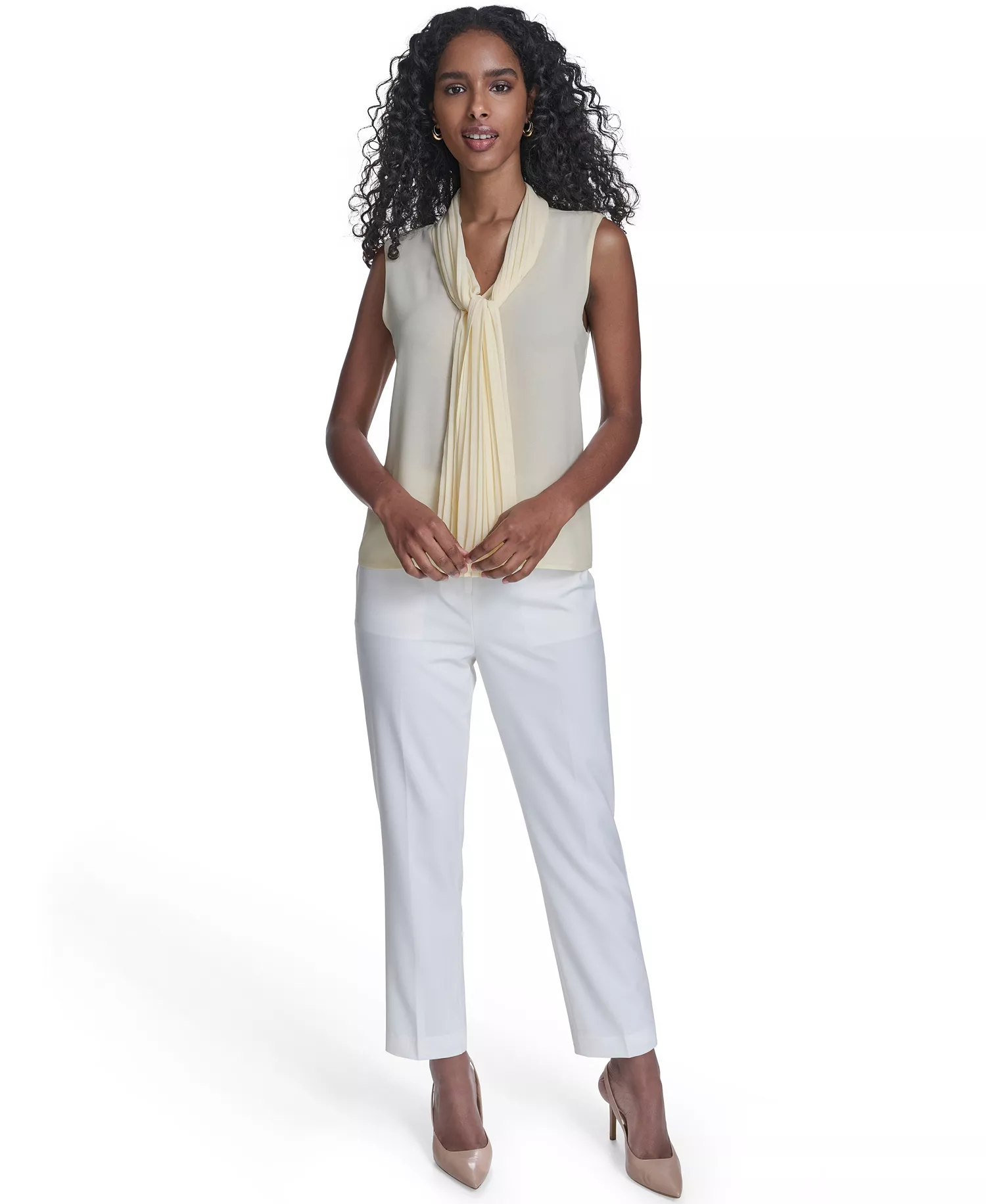 Petite Sleeveless V-Neck Top - Double Cream - P/L