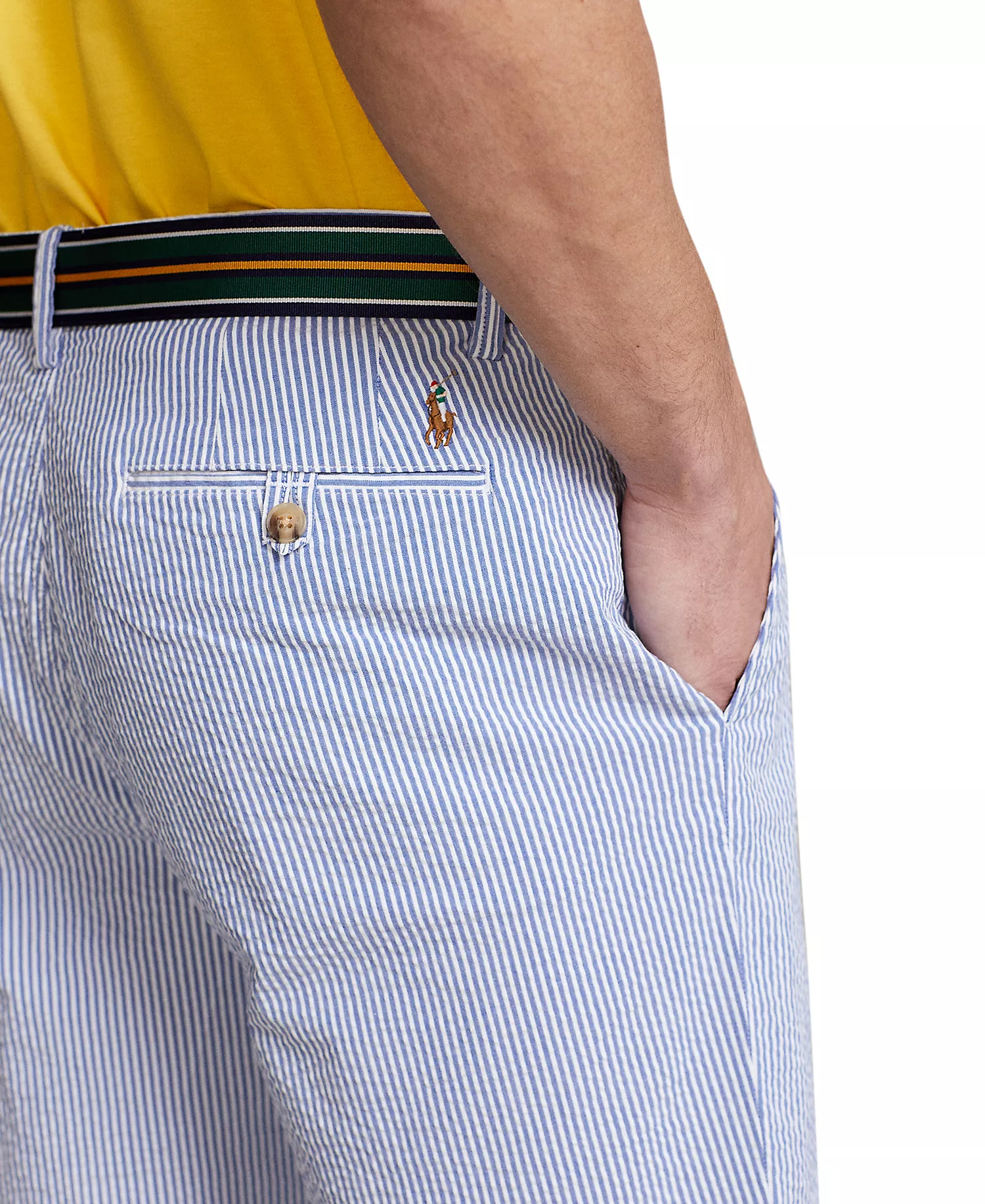 Men's 9-1/4-Inch Stretch Classic-Fit Seersucker Shorts - Blue Seersucker - 28