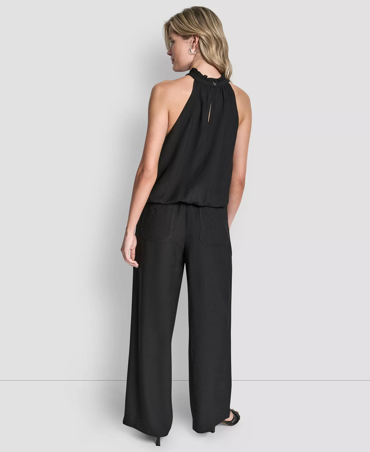Women's Sleeveless Halter-Neck Top - Black - L