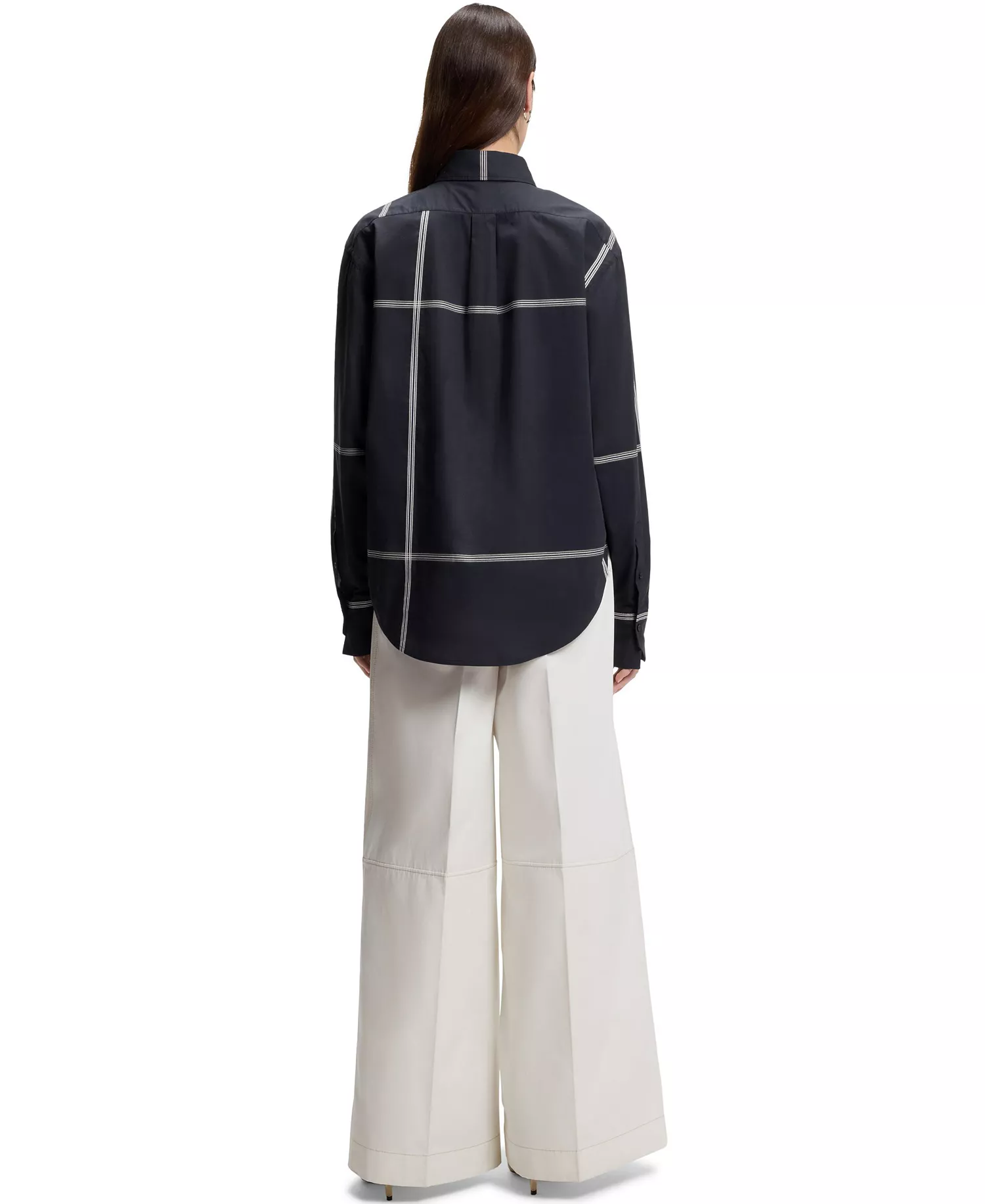 BOSS by Women's Cotton Canvas Relaxed-Fit Blouse - Dark Blue - 10