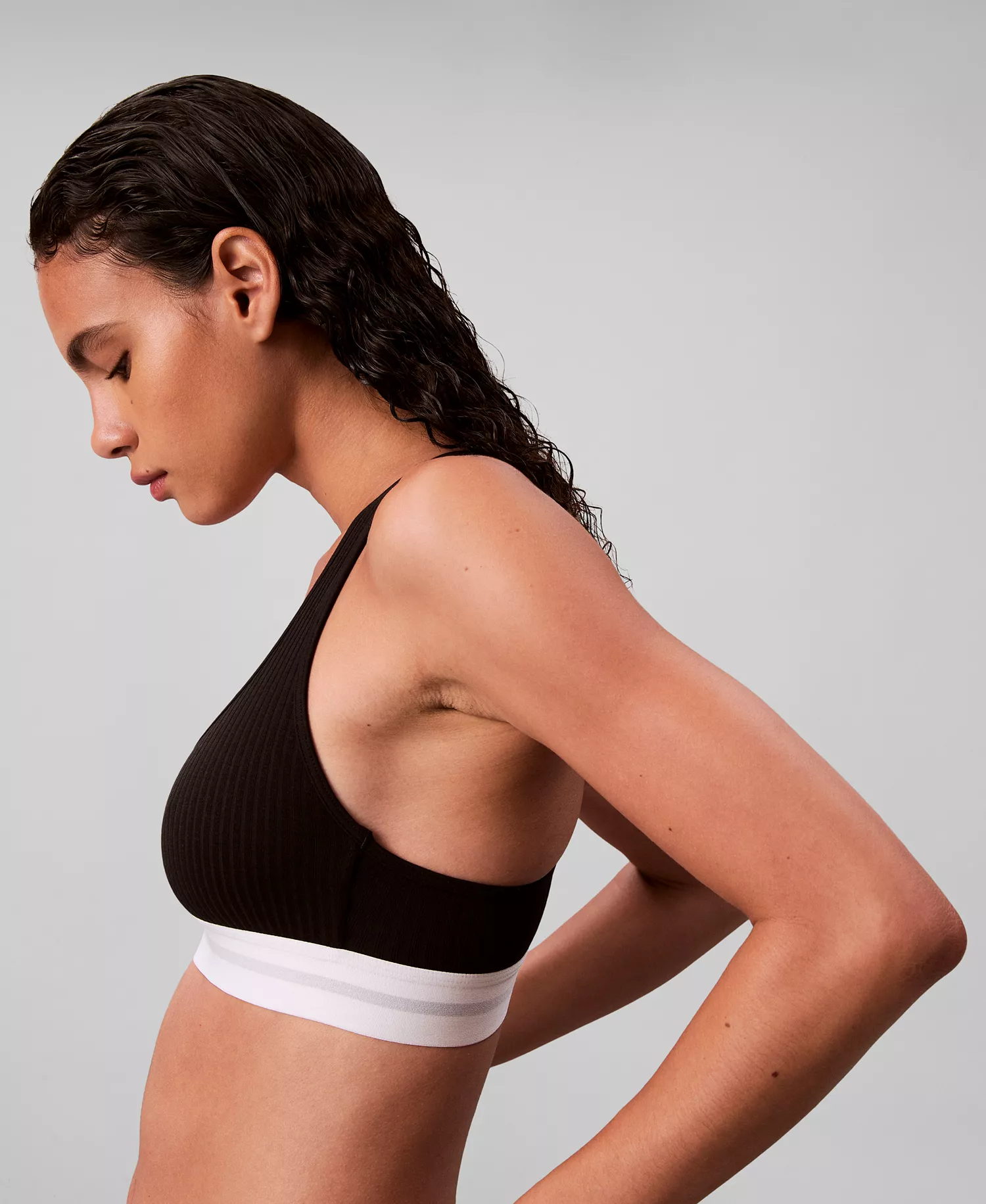 Women's Lightly Lined Bralette & Bikini Underwear - Black - L