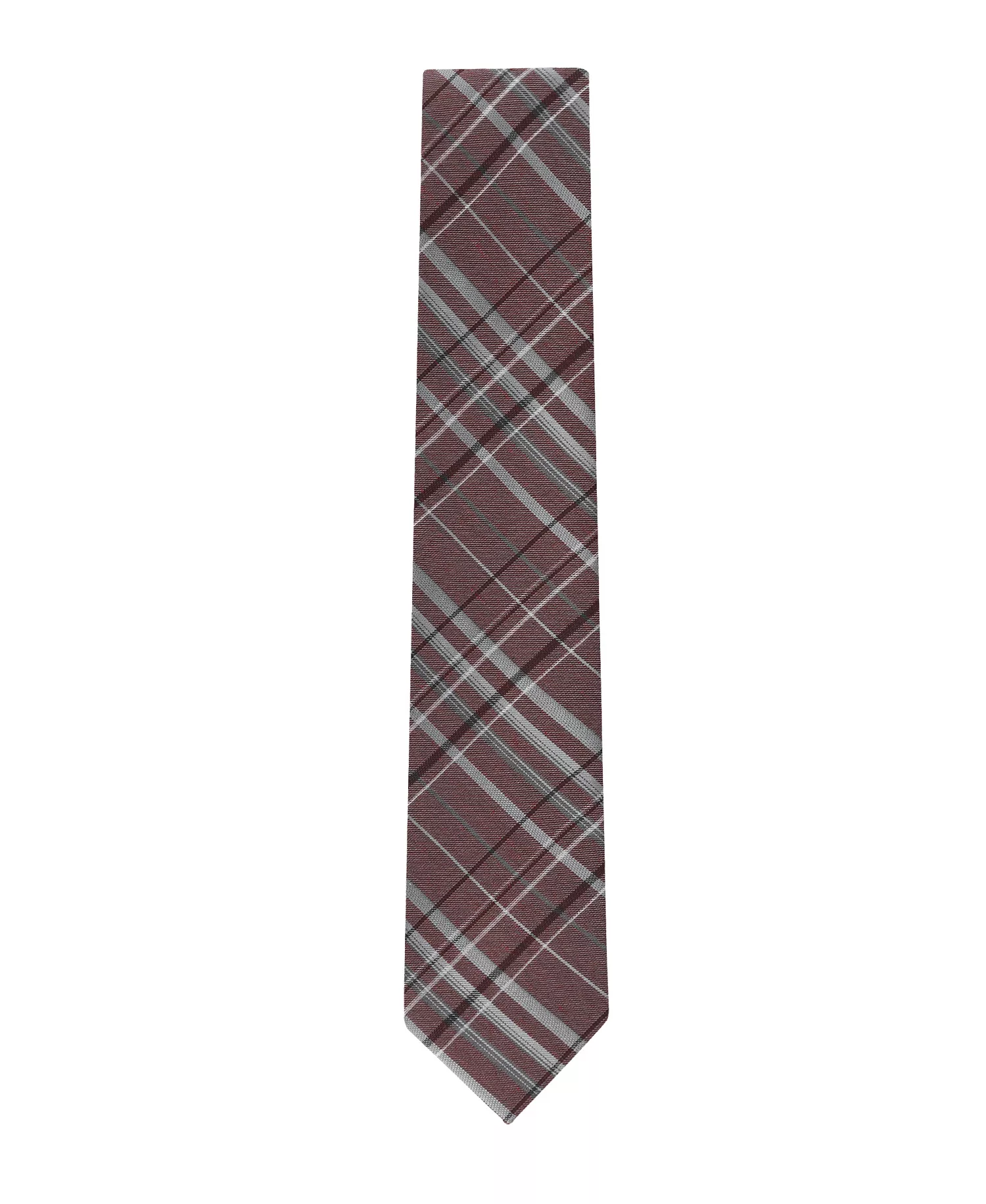Men's Theodore Plaid Pattern Tie - Dark Red - One Plus