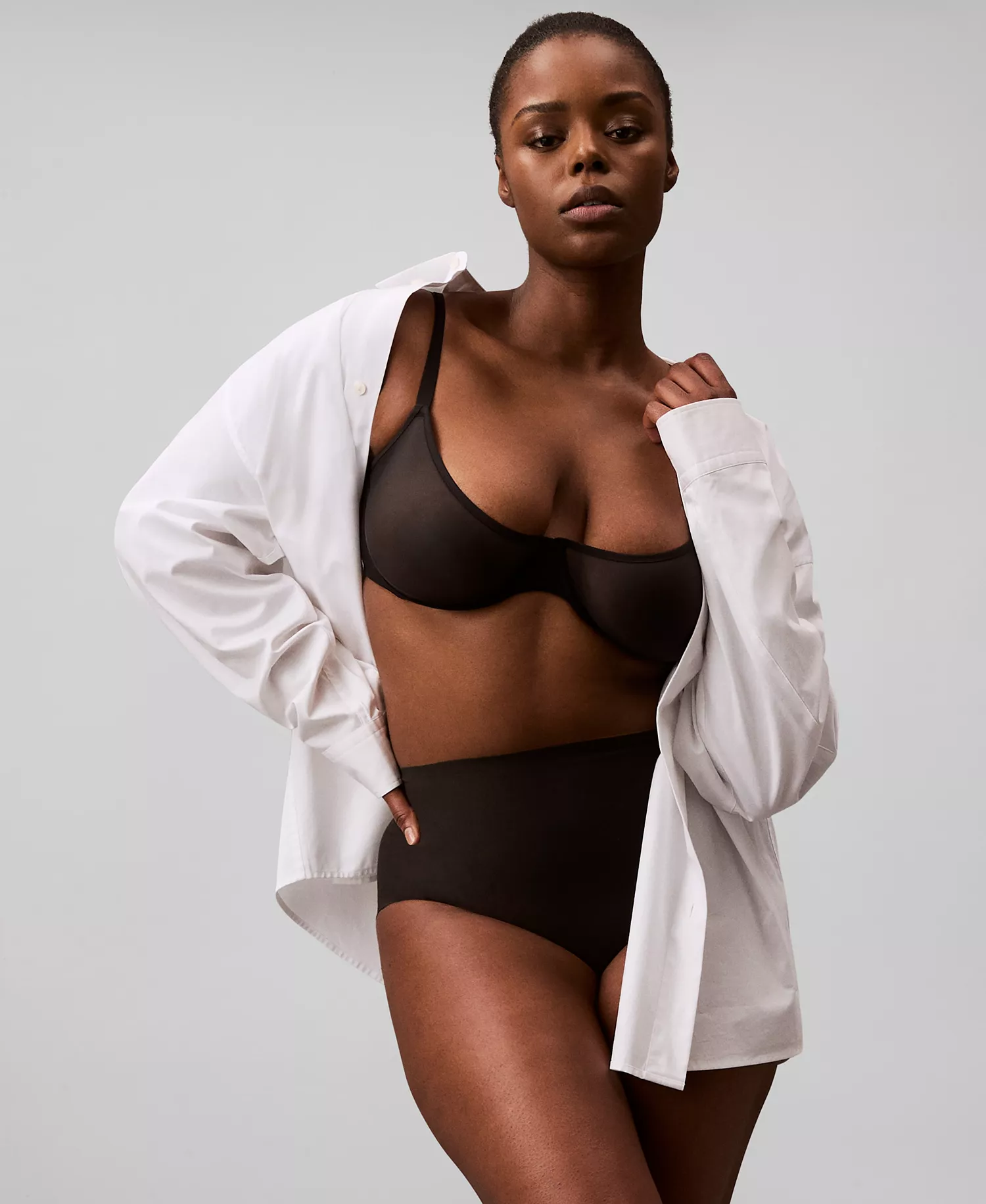 Women's Stay-Put Firm Mesh Brief Shaping Underwear QF8166 - Black - L