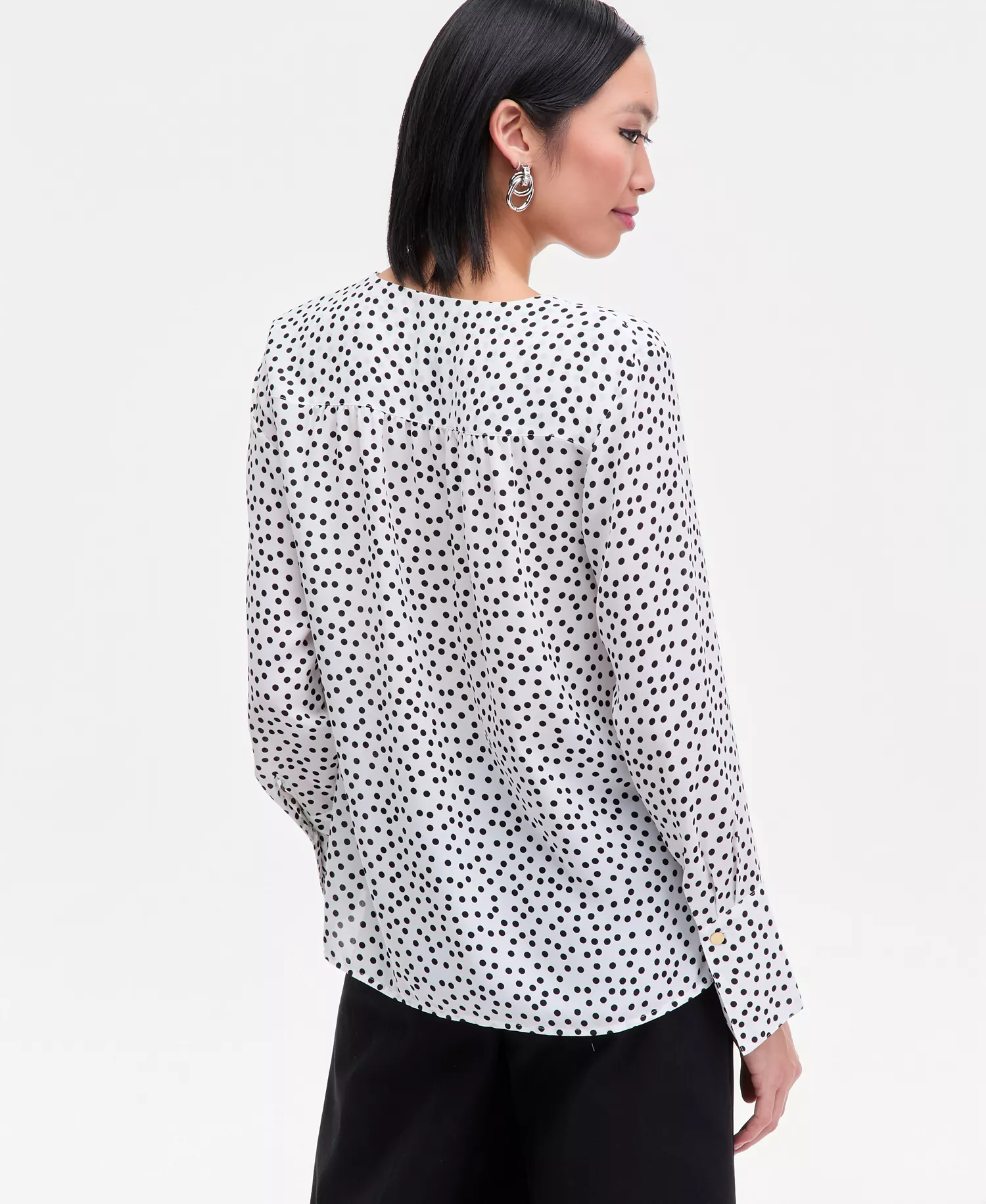Women's Printed Surplice High-Low Blouse, Macy's Exclusive  - Lilia Dots - L