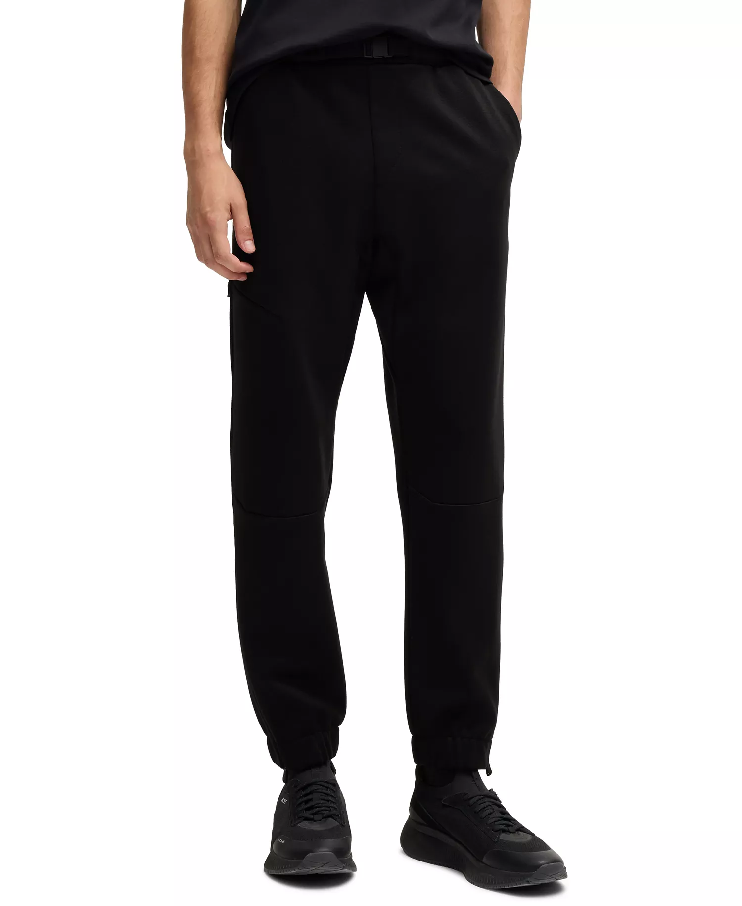 Men's Bonded-Fleece Tracksuit Bottoms - Black - 3XL