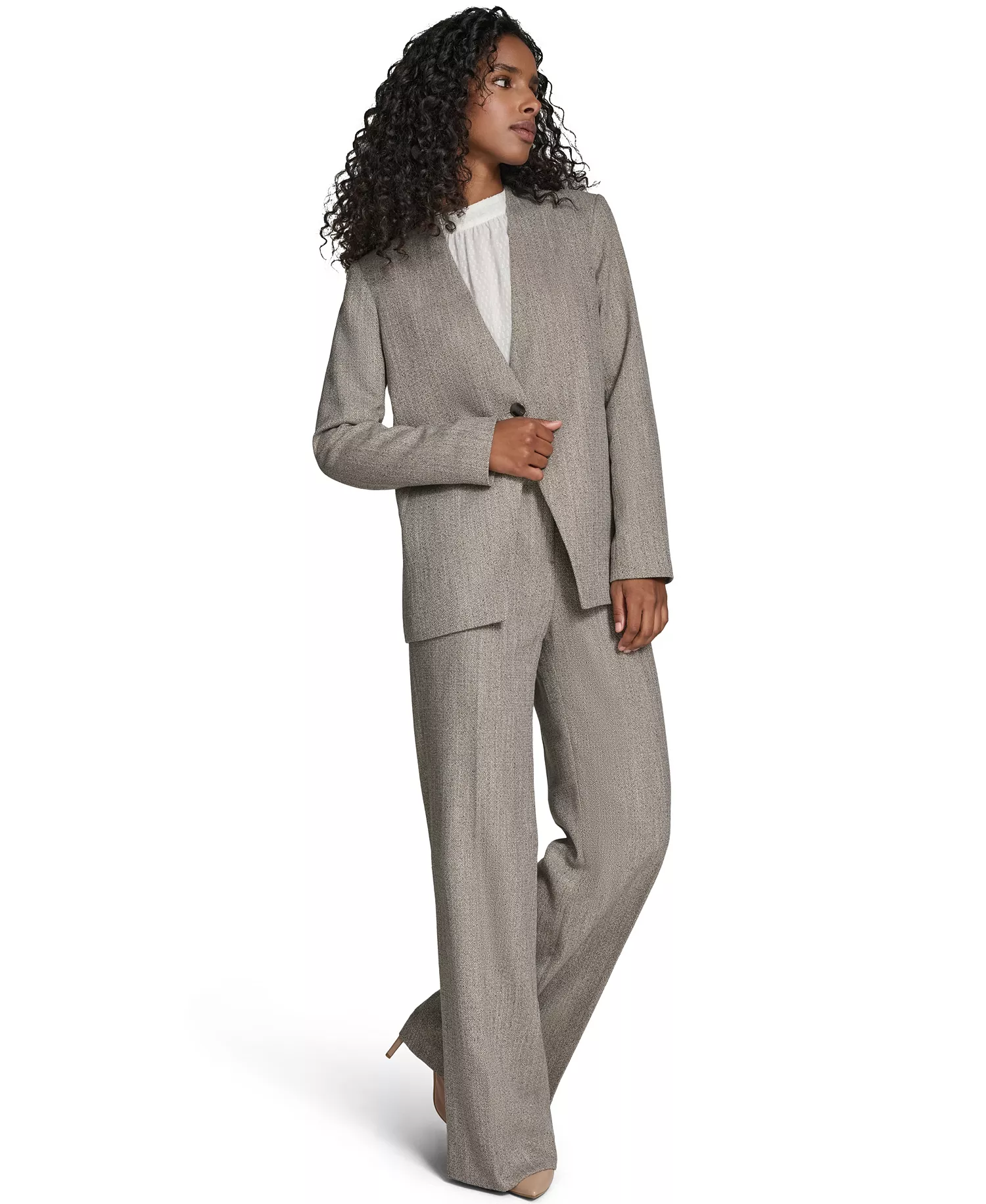 Petite Double Breasted Jacket - Oyster Multi - 10P