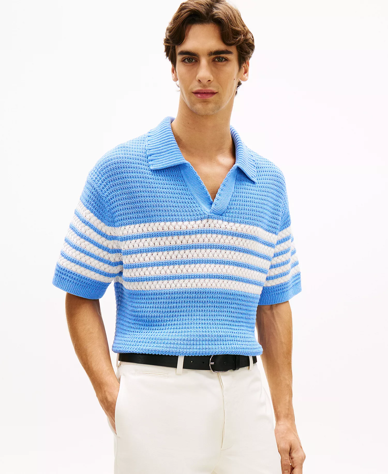 Men's Johnny Collar Rugby Polo Shirt - Bluebell - L