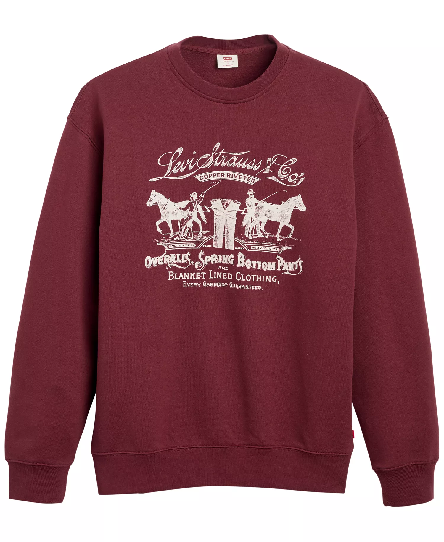 Men's Crewneck Long-Sleeve Sweatshirt - Dark red - 2XL
