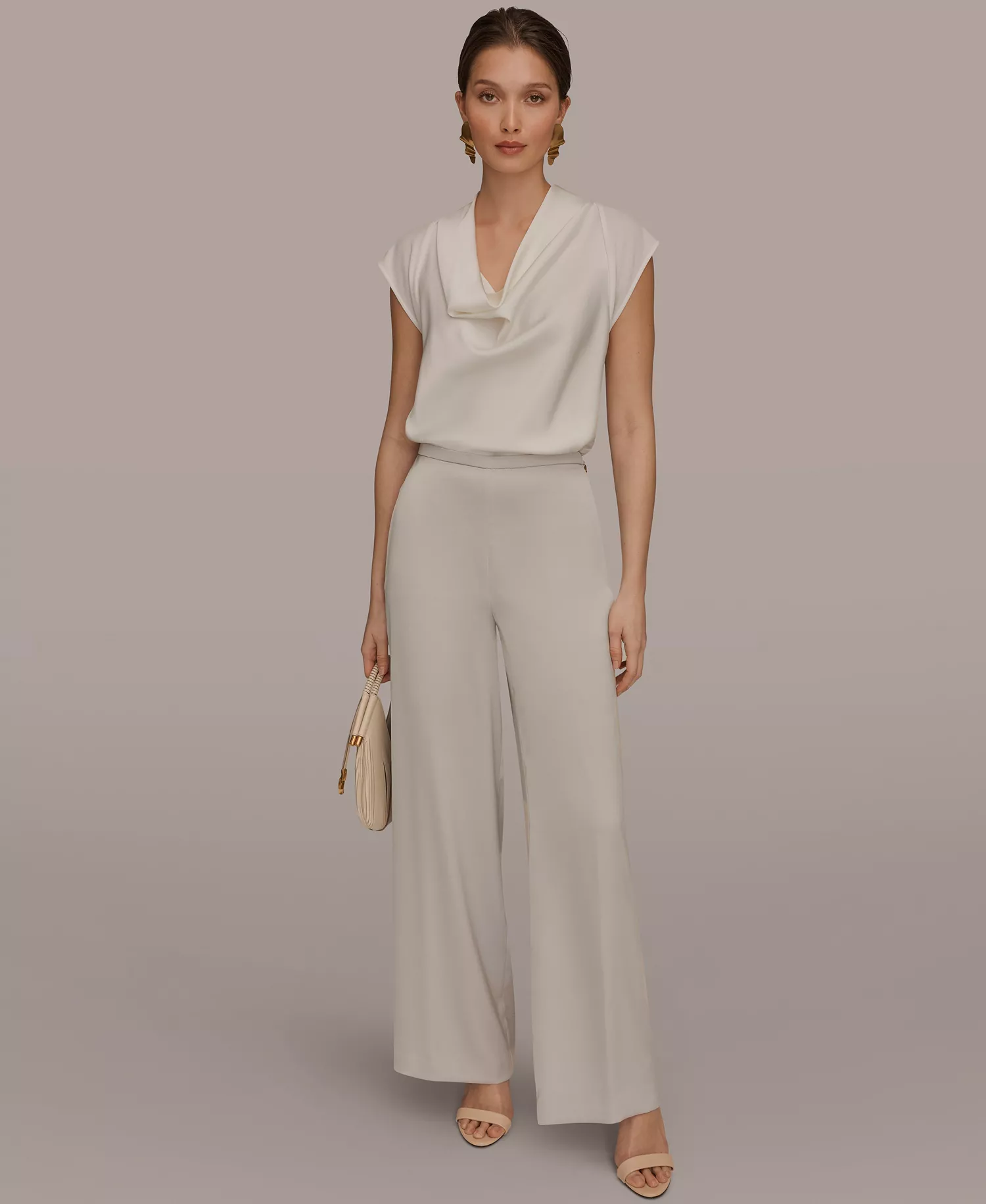 Women's Wide-Leg Pull-On Pants - Tuscan Gray - L