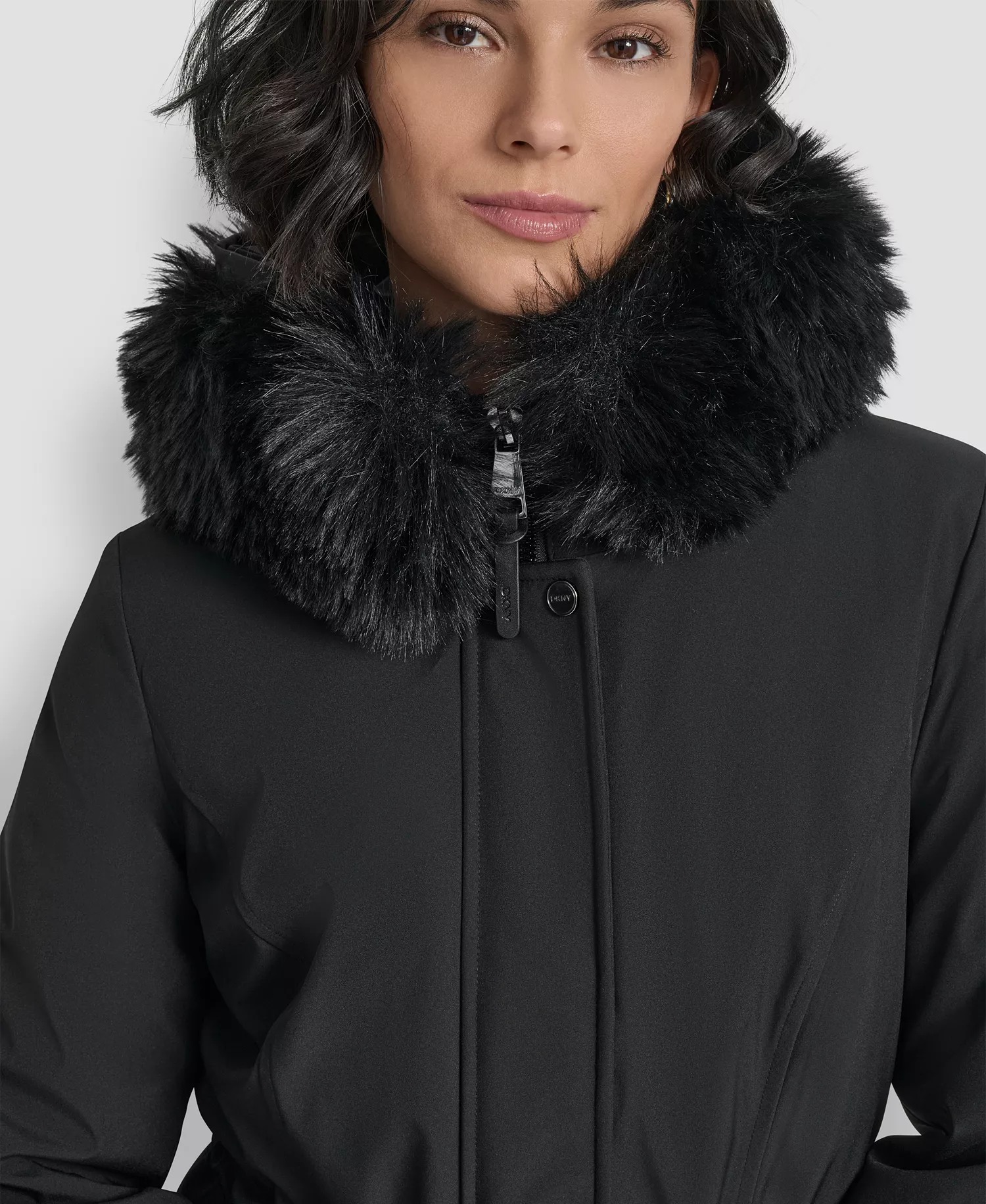 Women's Trim Hooded Anorak Puffer Coat - Black - L