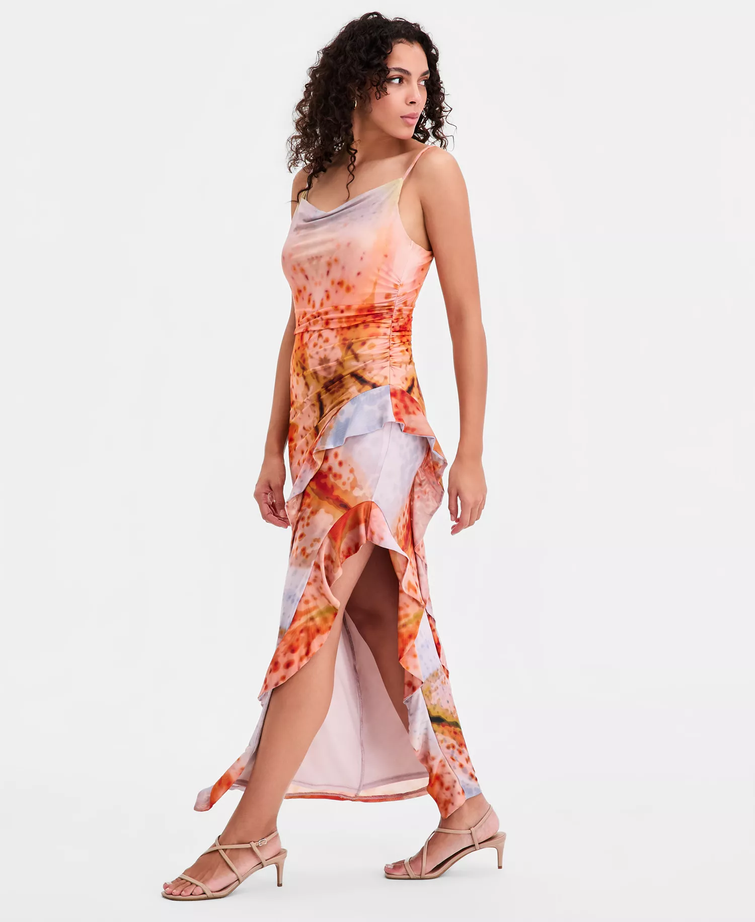 Women's Ruffled Sleeveless Dress, Macy's Exclusive - Floral Blur - L