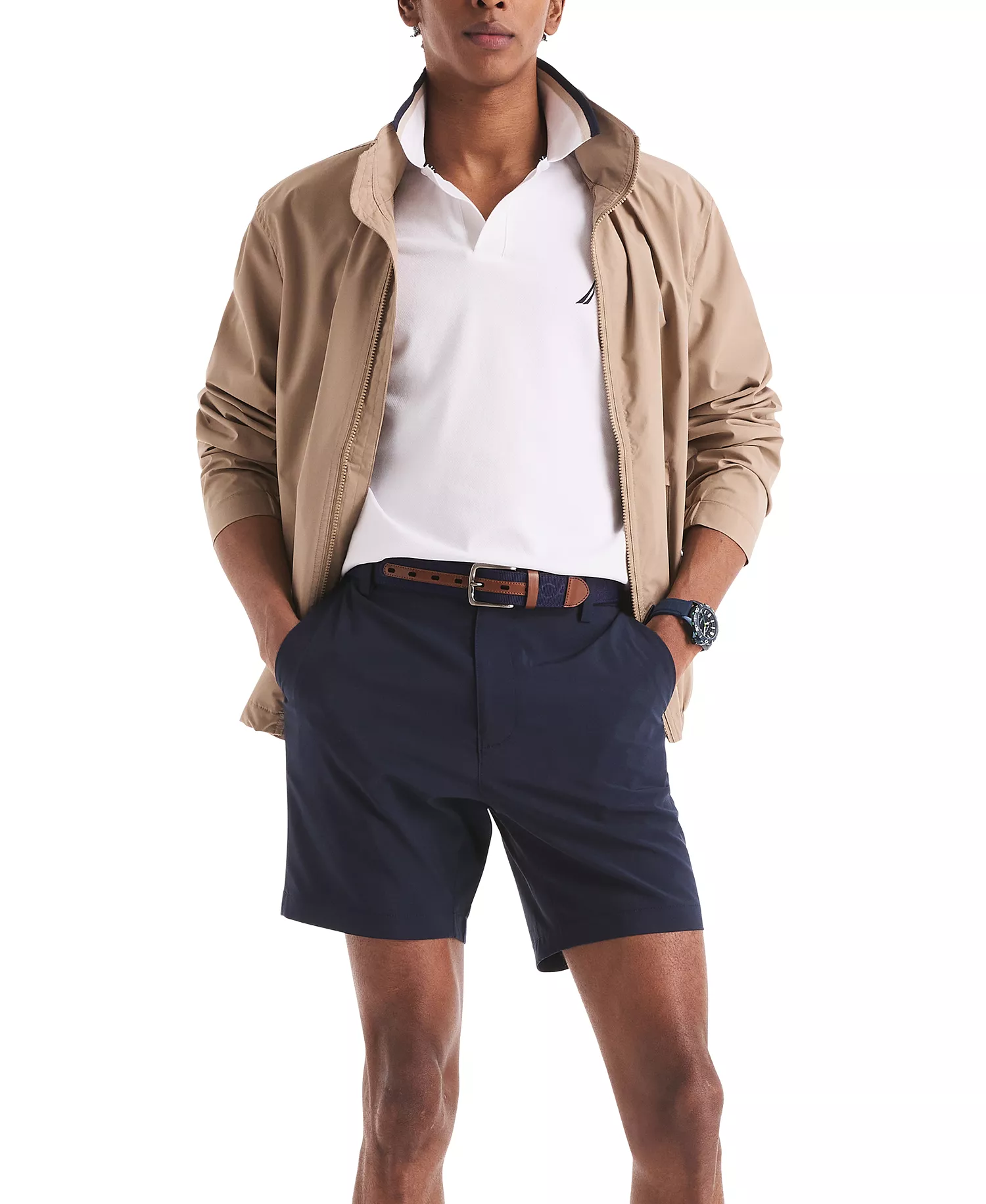 Men's Classic-Fit Johnny Collar Tipped Polo Shirt - Bright White - 2XL