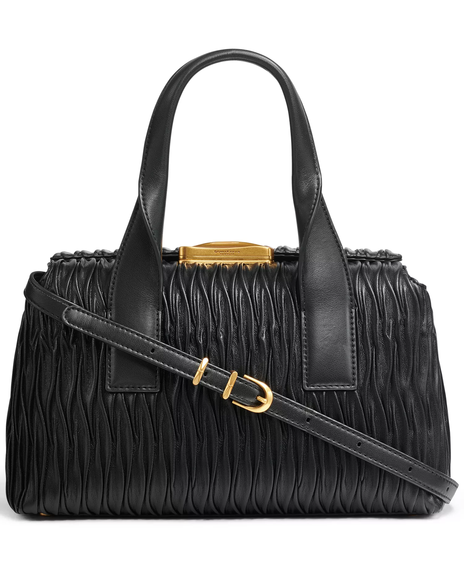 Amagansett Soft-Rolled Pleated Satchel with Sculpted Magnet Closure - Black/gold - NO SIZE