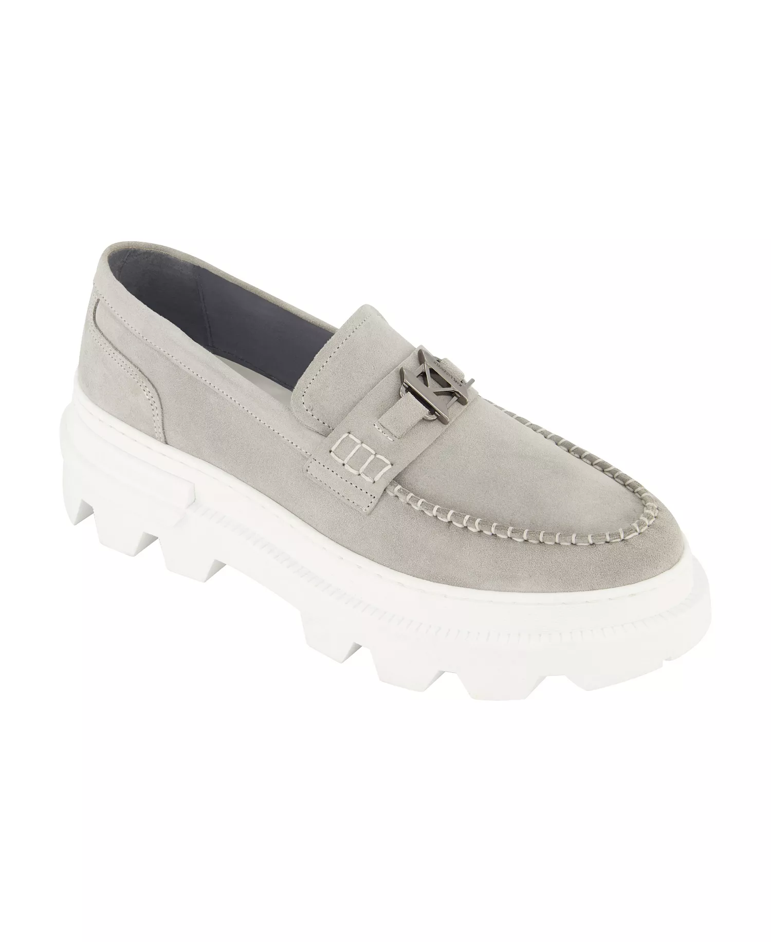 Men's White Label Suede KL Bit Moccasin Loafers - Grey - 10