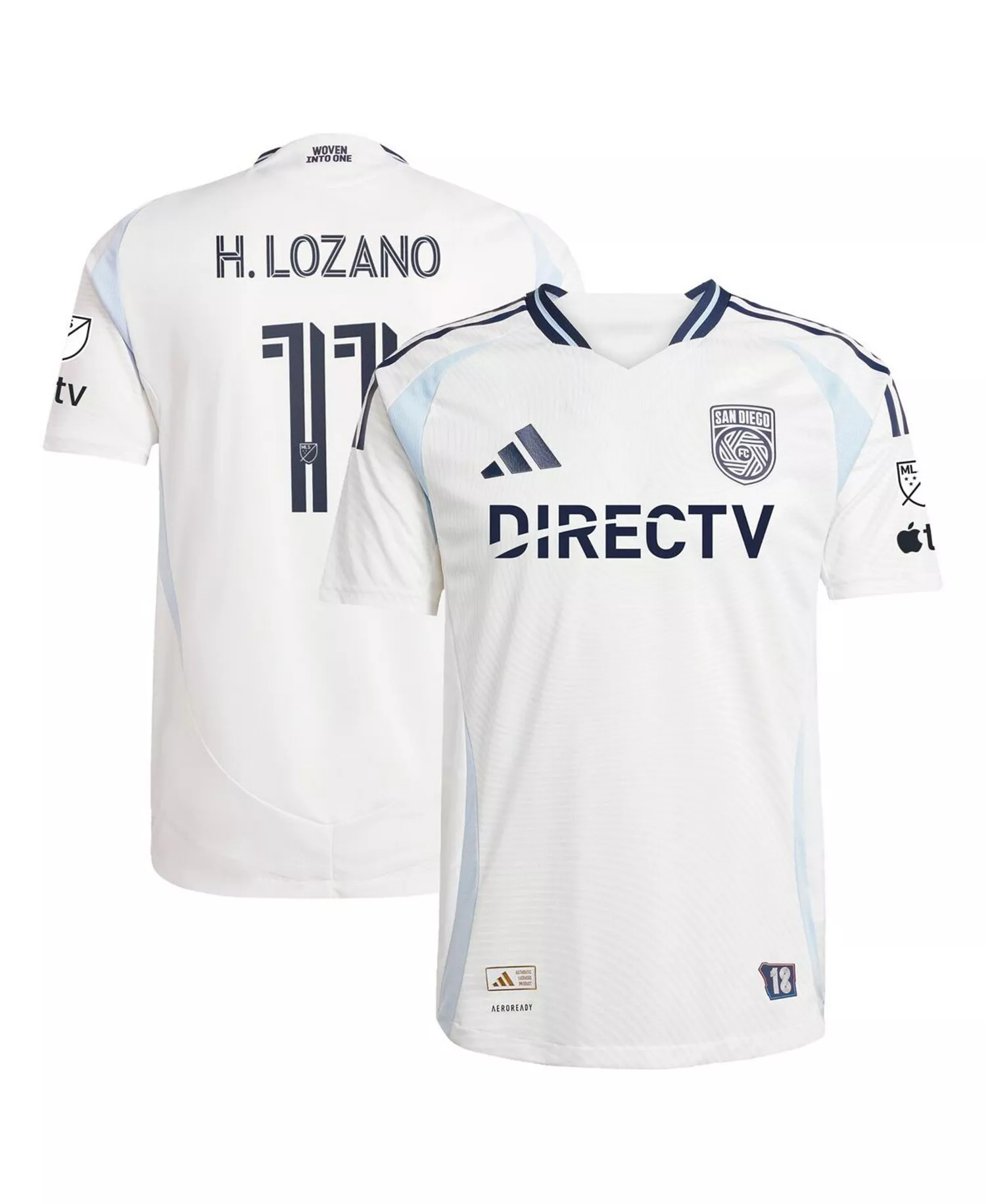 Men's Hirving Lozano White San Diego FC 2025 Woven Into One Authentic Player Jersey - White - 2XL