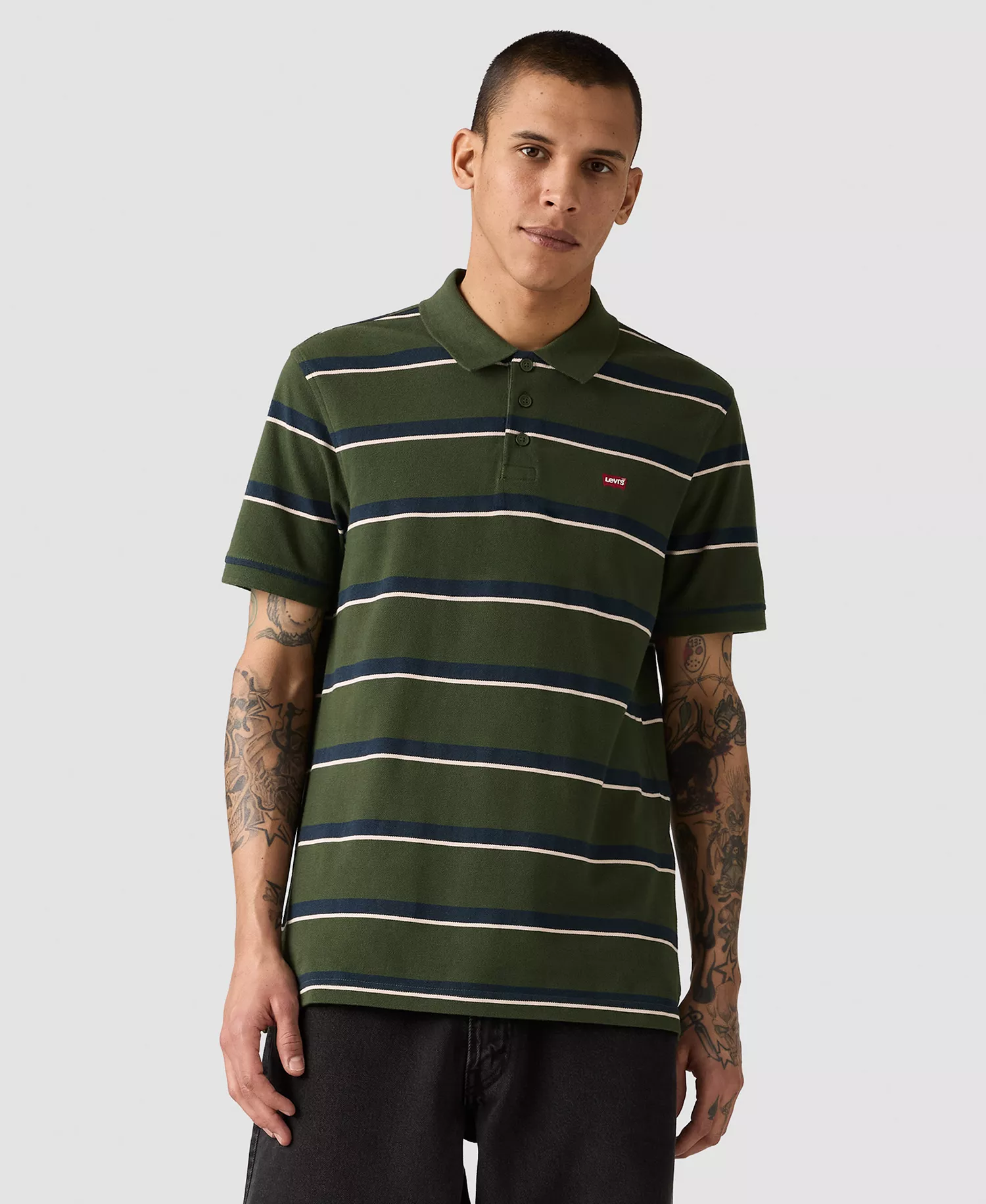 Men's House Mark Regular-Fit Short-Sleeve Polo Shirt - Stripe duffel - 2XL