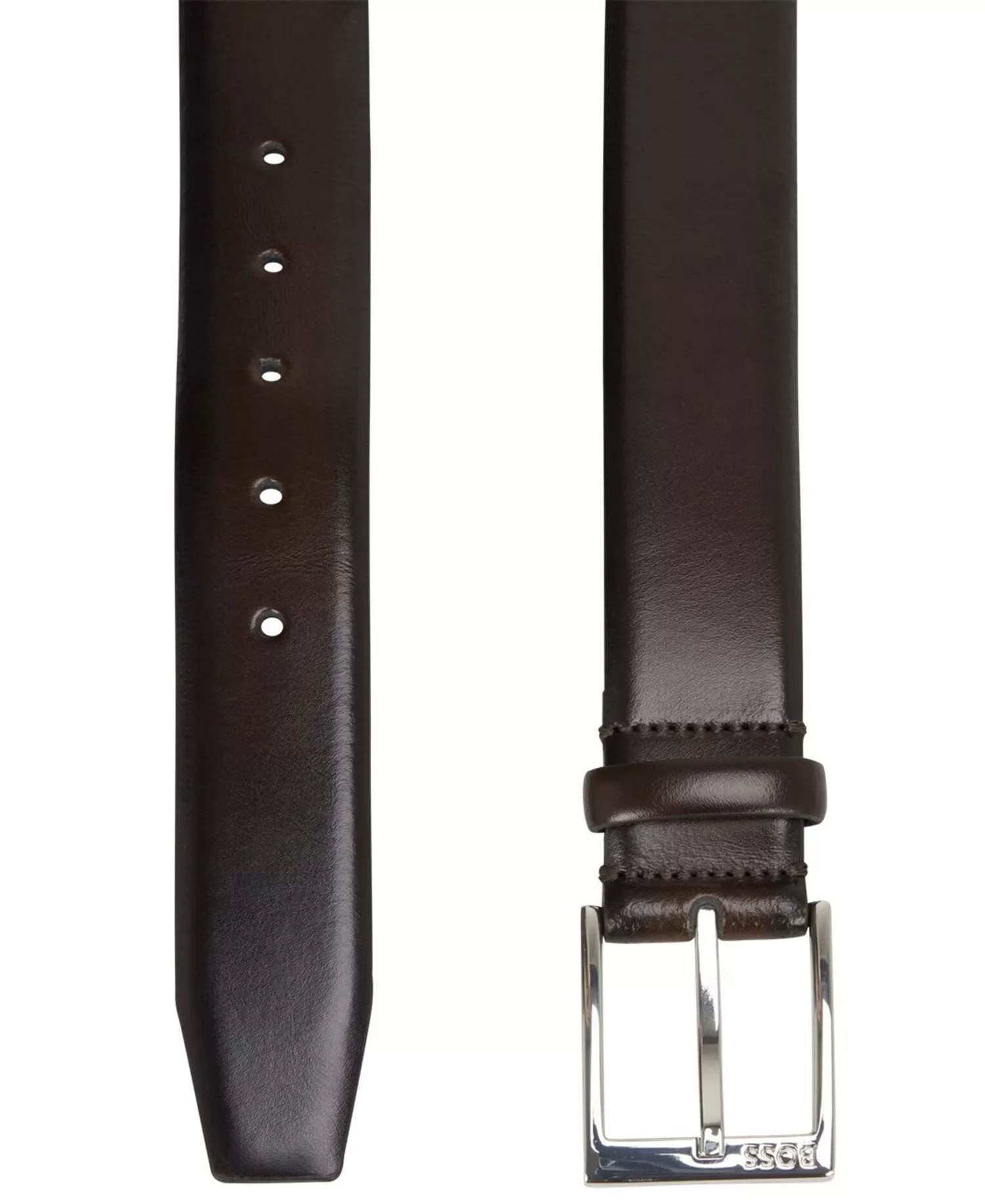 Men's Engraved Logo Leather Business Belt - Brown - 32