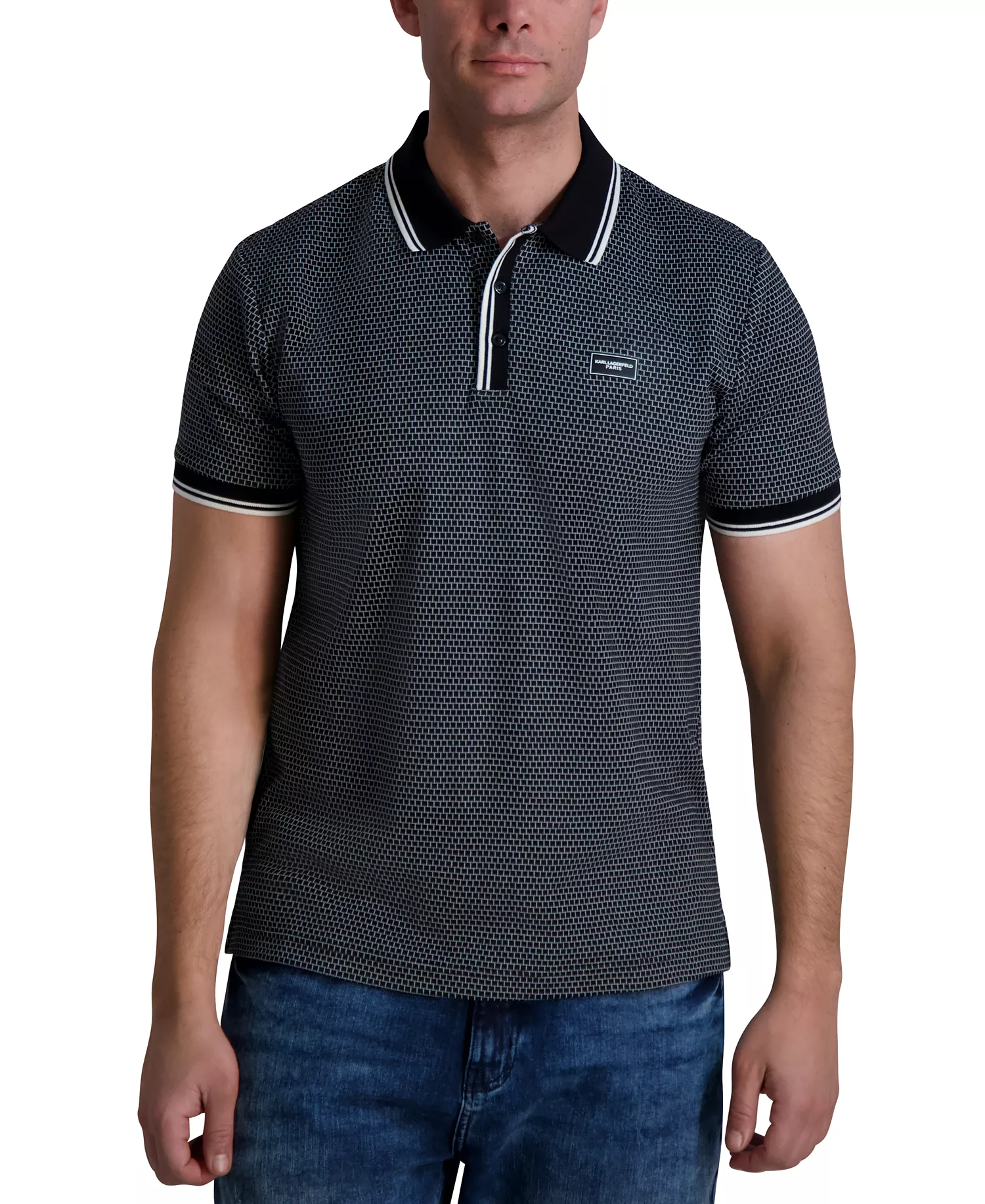 Men's Textured Performance Polo Shirt - Black - L