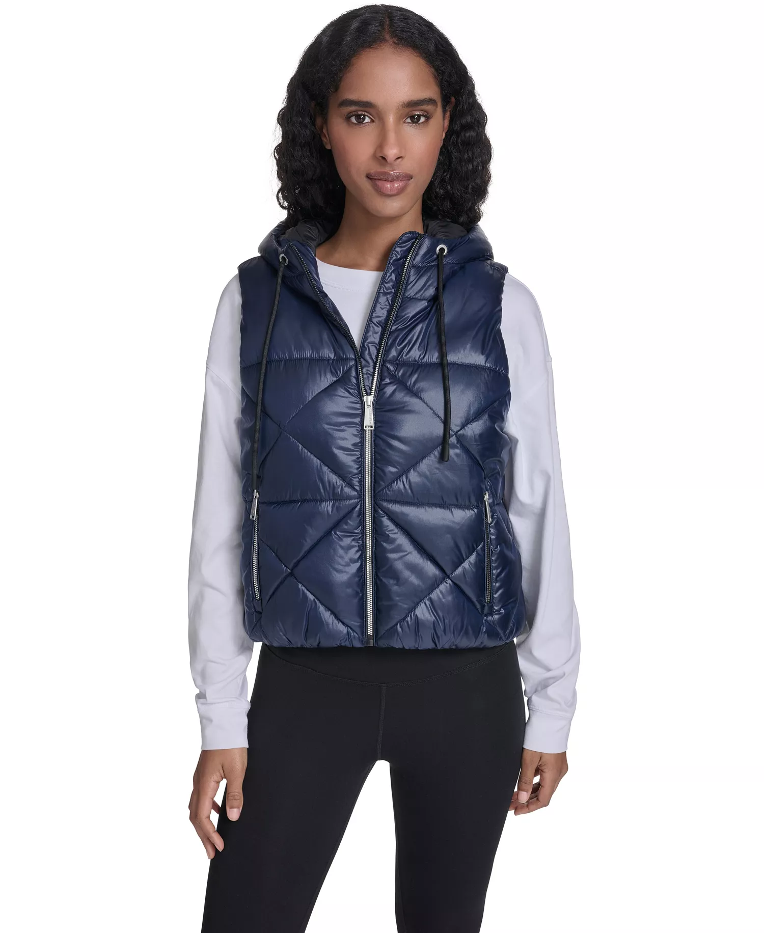 Women's Performance Diamond Quilt Hooded Puffer Vest - Metallic Inkwell - 2XL