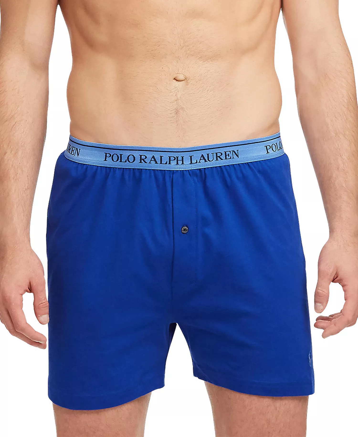 Men's 5-Pack Classic-Fit Cotton Knit Boxers  - Blue - L