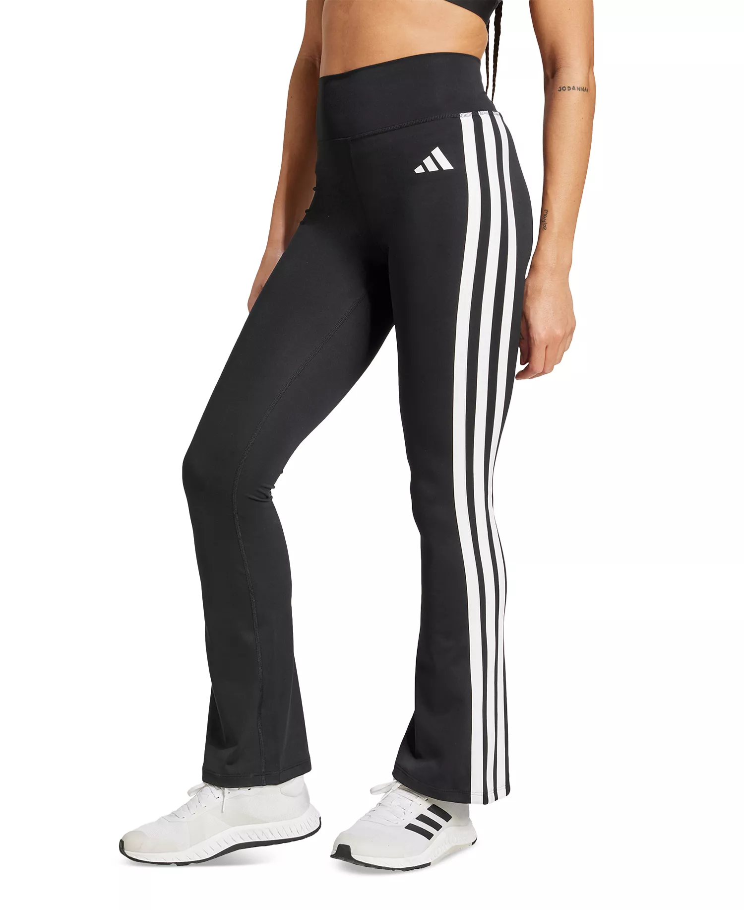 Optime Essentials 3 Stripes Flared Leggings - Black/white - 2XL