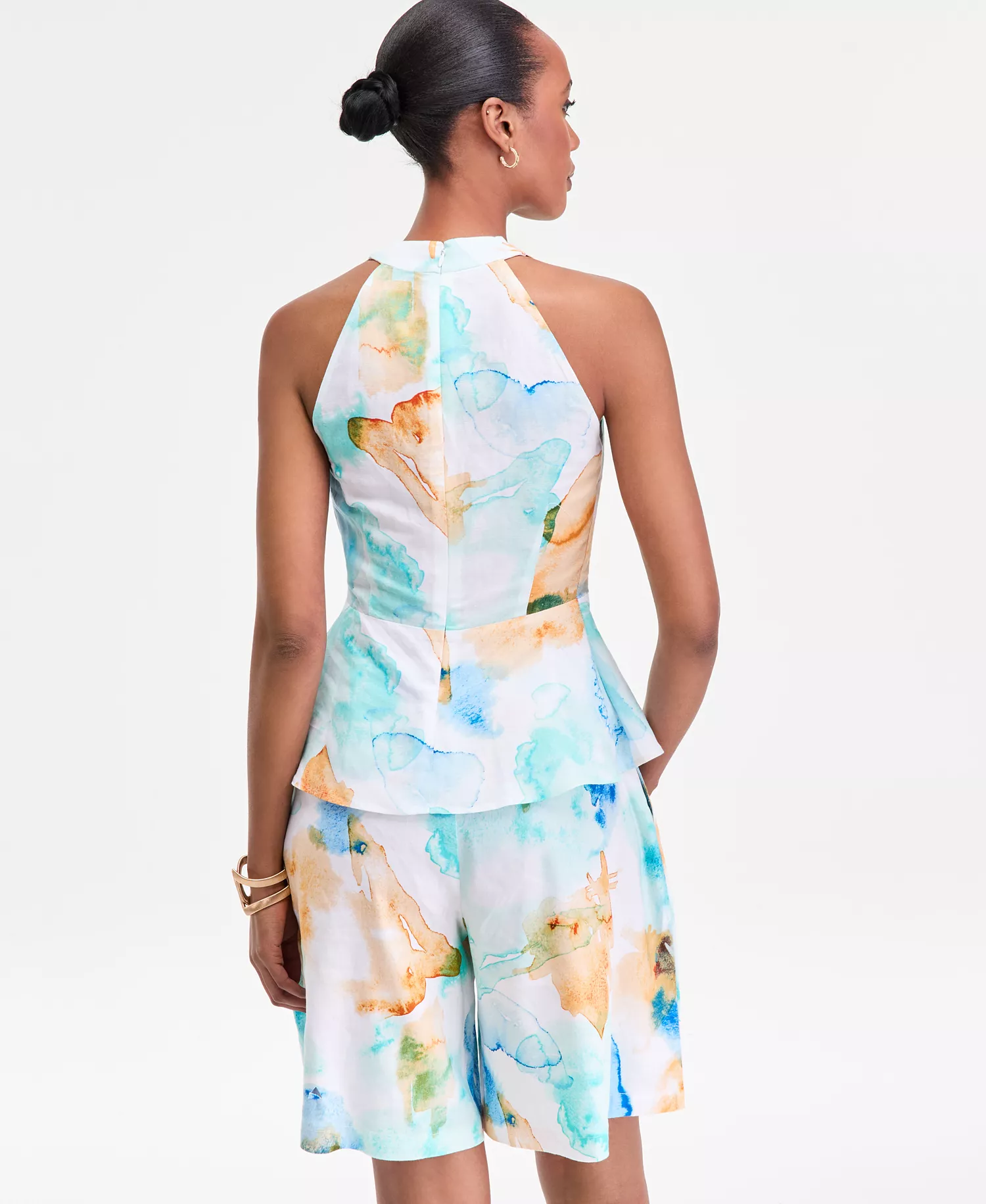 Women's Printed Linen Sleeveless Wrap Top, Macy's Exclusive - Bailey Abstract Print - 10