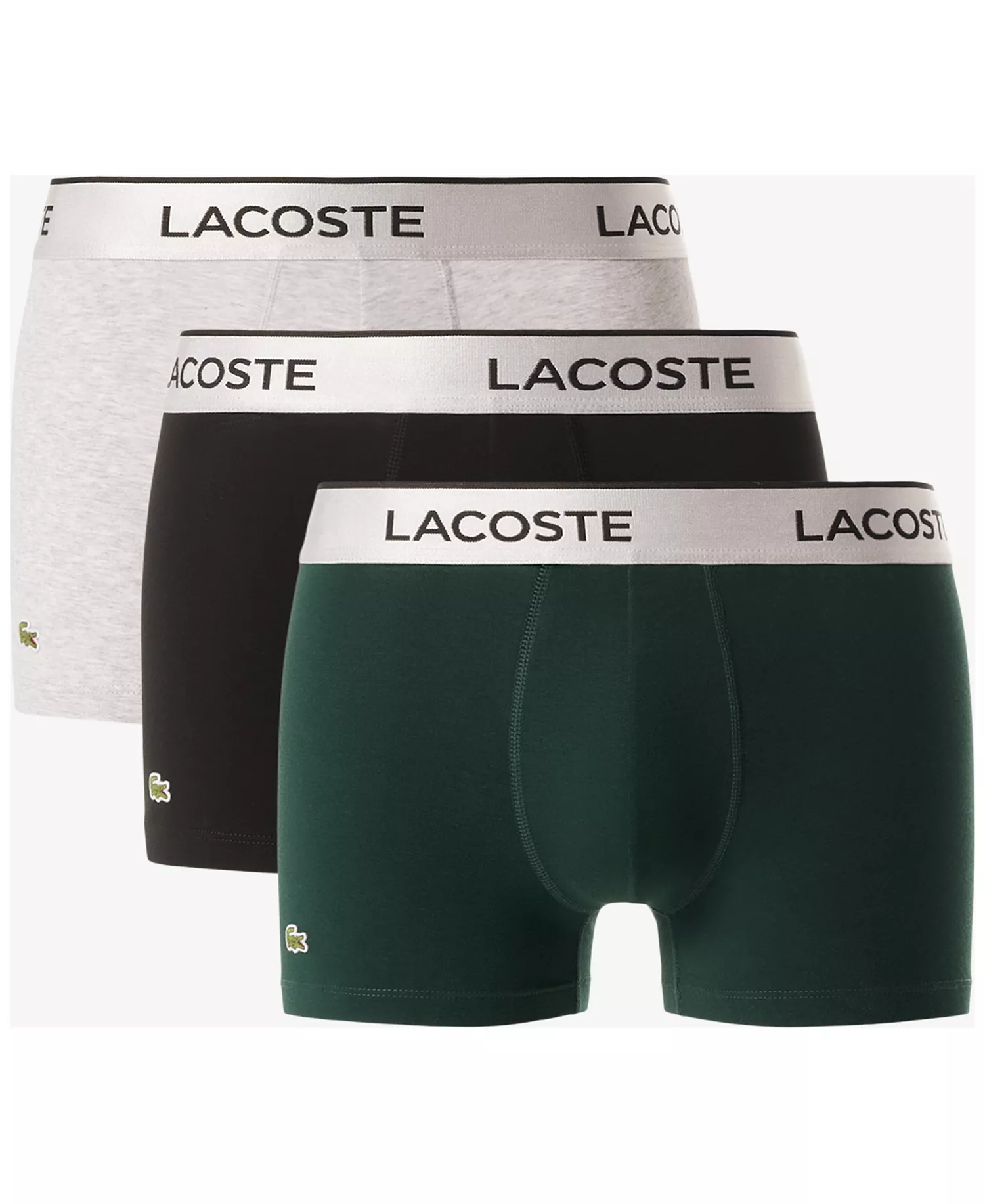 Men's Regular-Fit Metallic Waistband Boxer Briefs, 3-Pack - Black/White/Green - L